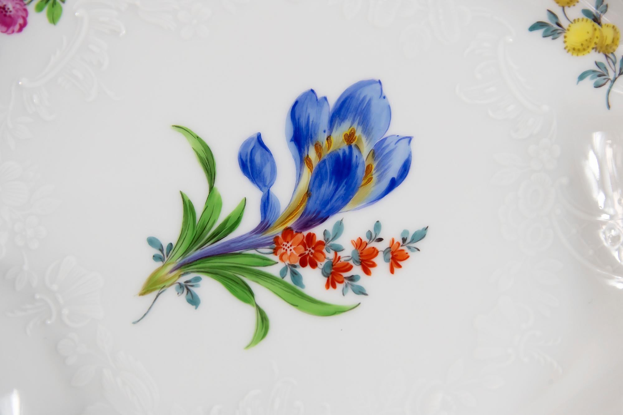 German Meissen Porcelain Leaf Form Plate with Handle