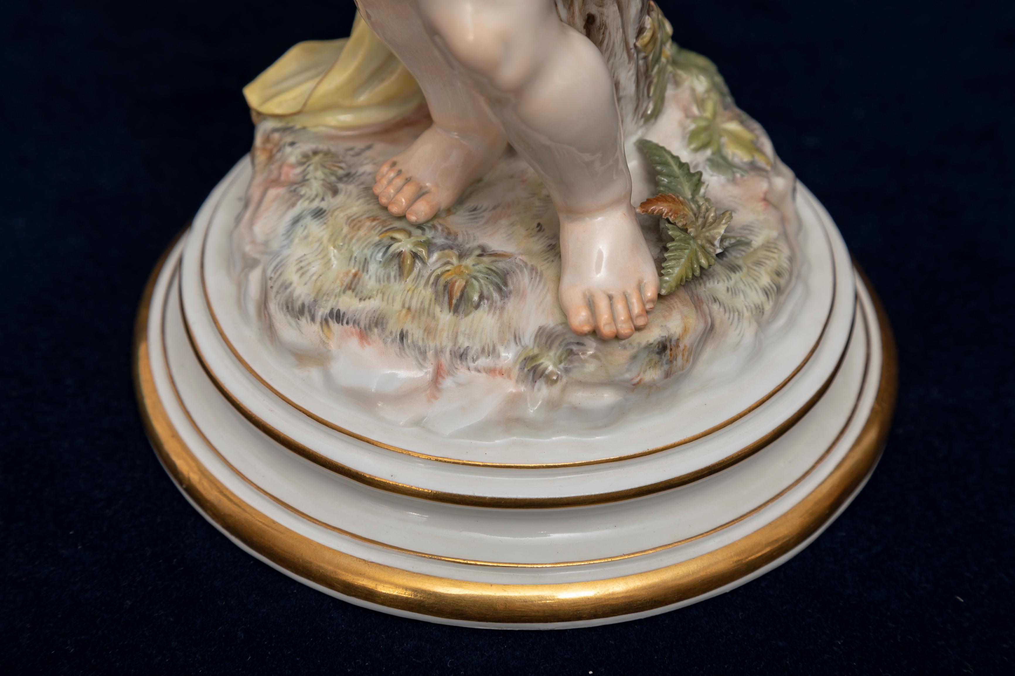 Meissen Porcelain, Love Series: Cupid Mailing a Love Letter with Love Bird C1870 For Sale 5