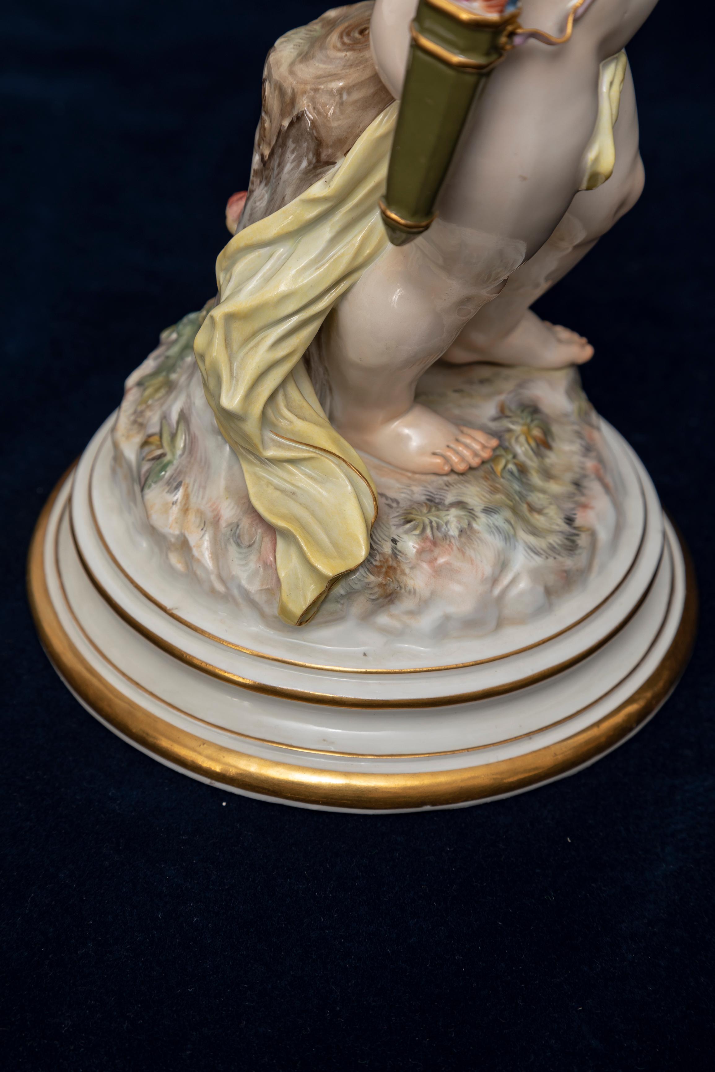 Meissen Porcelain, Love Series: Cupid Mailing a Love Letter with Love Bird C1870 For Sale 6