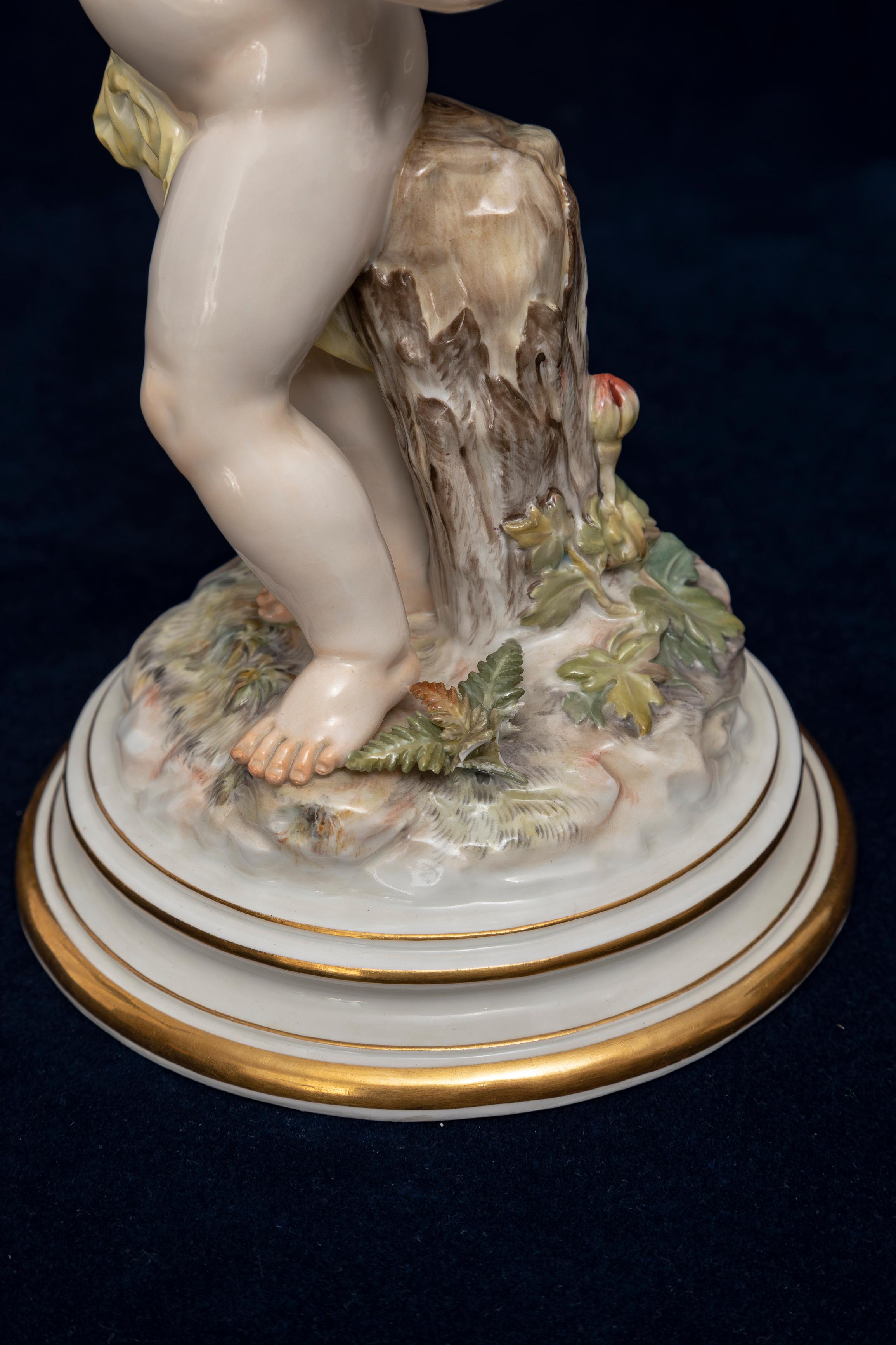 Meissen Porcelain, Love Series: Cupid Mailing a Love Letter with Love Bird C1870 For Sale 7