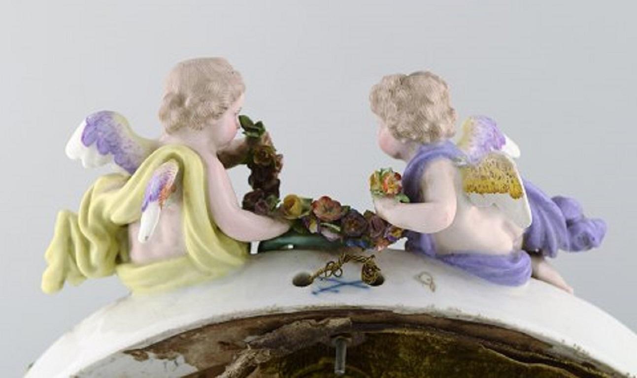 Meissen Porcelain Mirror, Decorated with Angels and Repousse Flowers, circa 1900 1