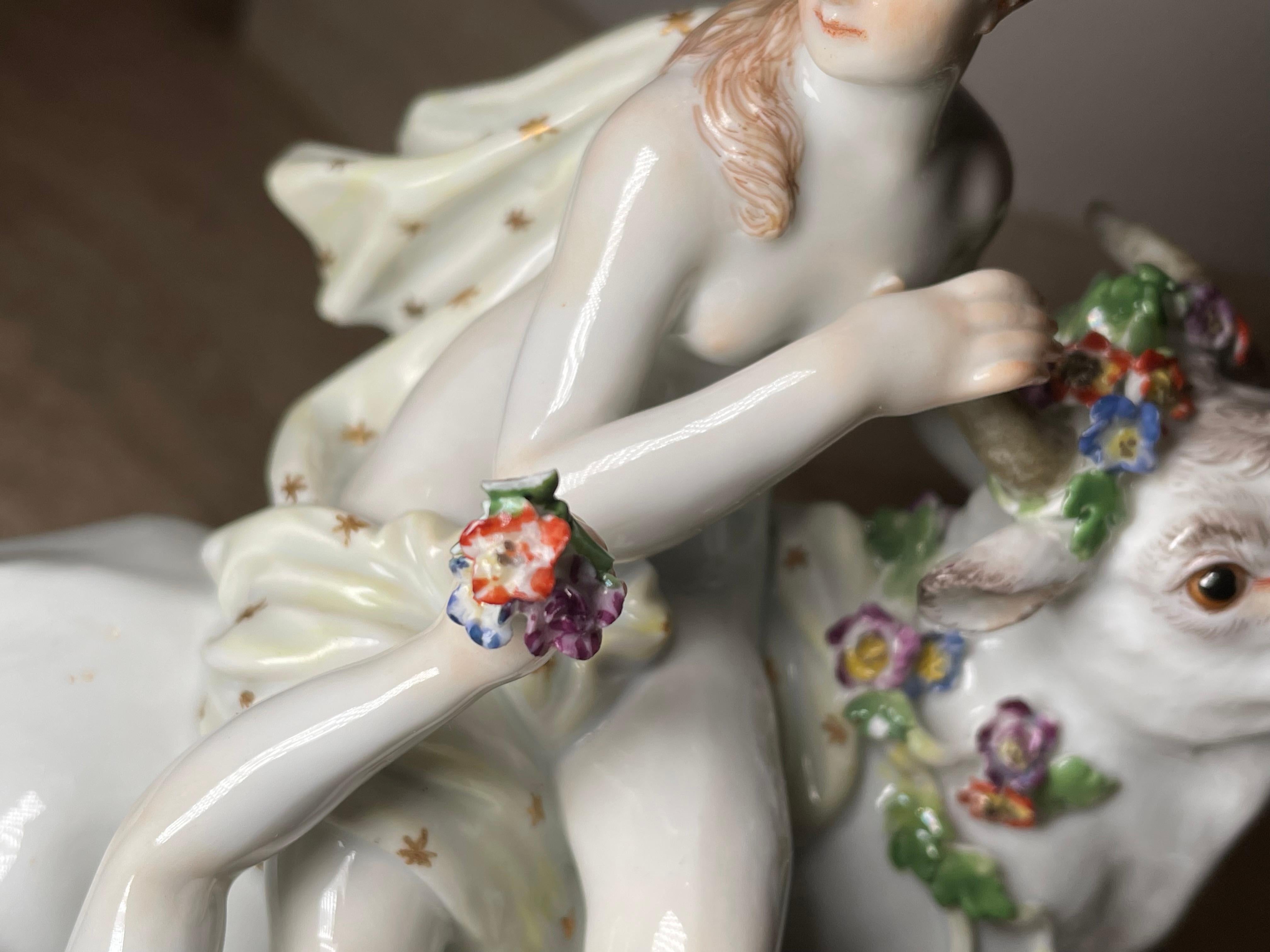 Meissen Porcelain Escultura Grupo Mitológico- Europa Y El Toro en venta 11