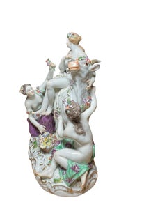 Meissen Porcelain Mythological Group Sculpture- Europe And The Bull