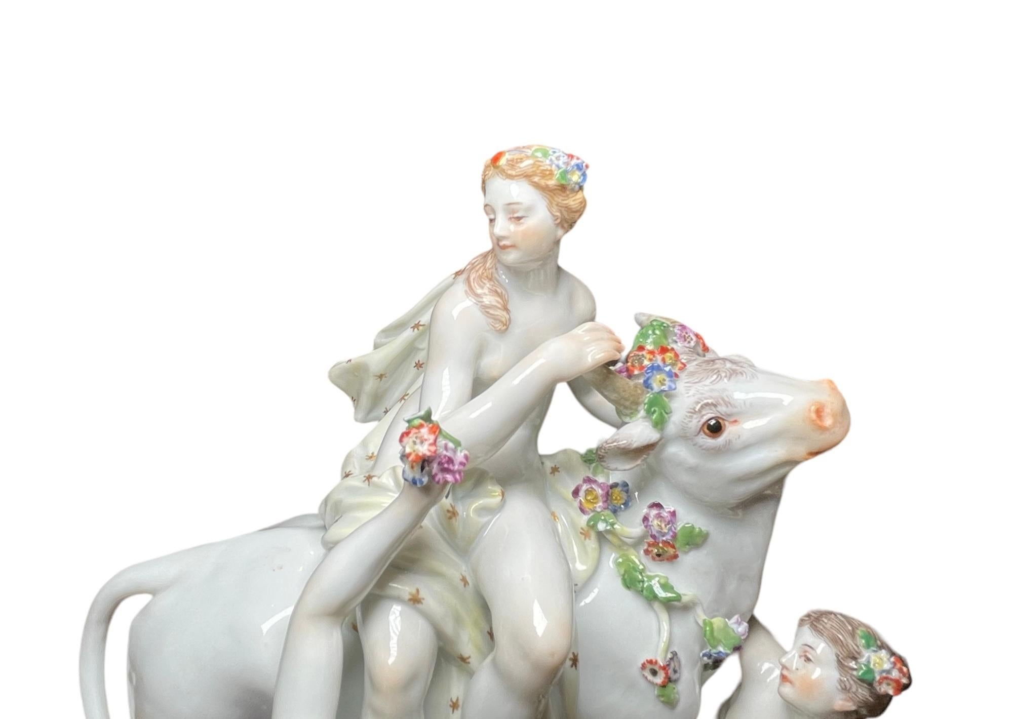 Meissen Porcelain Escultura Grupo Mitológico- Europa Y El Toro Rococó en venta