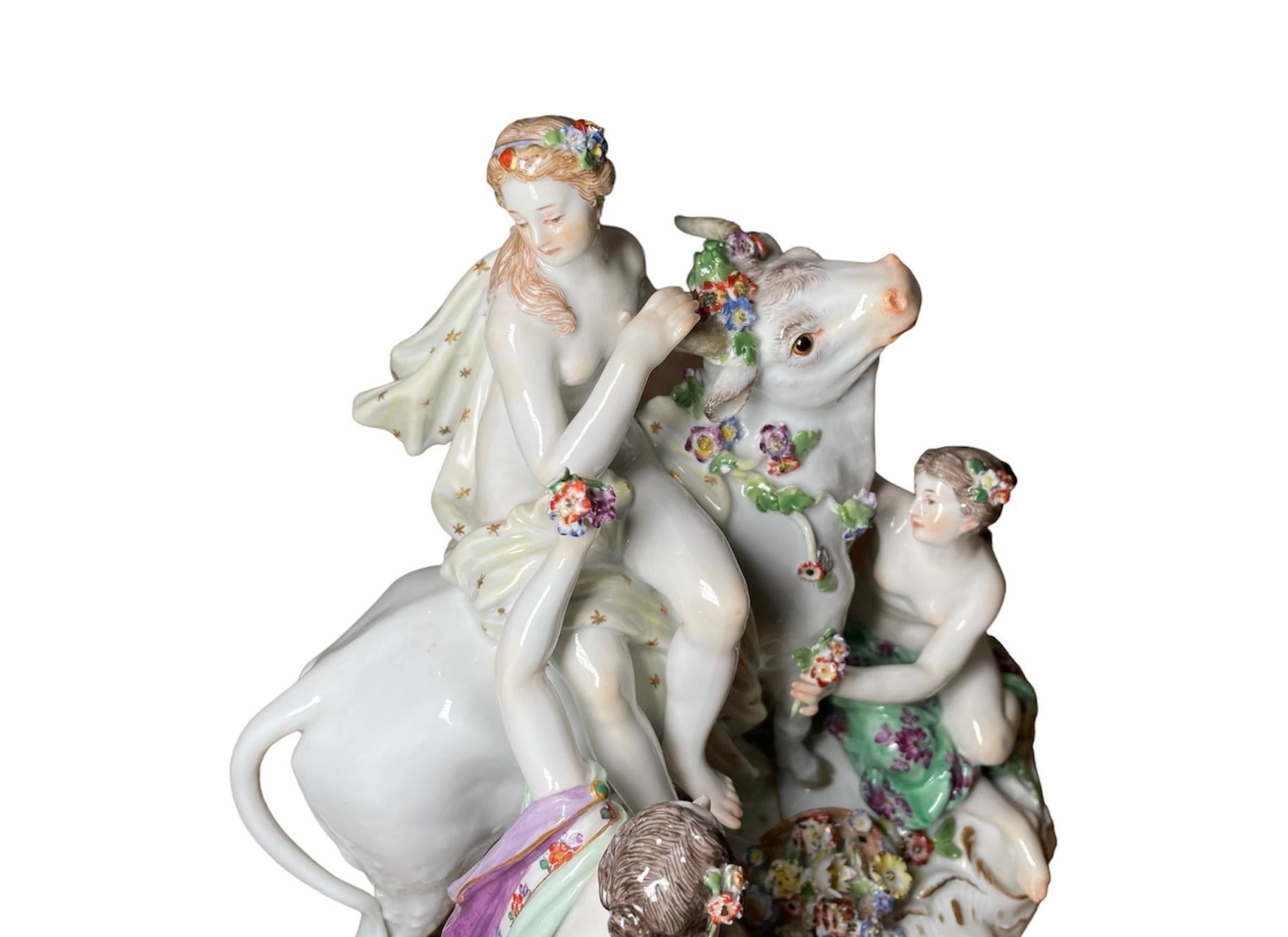 Meissen Porcelain Escultura Grupo Mitológico- Europa Y El Toro Porcelana en venta