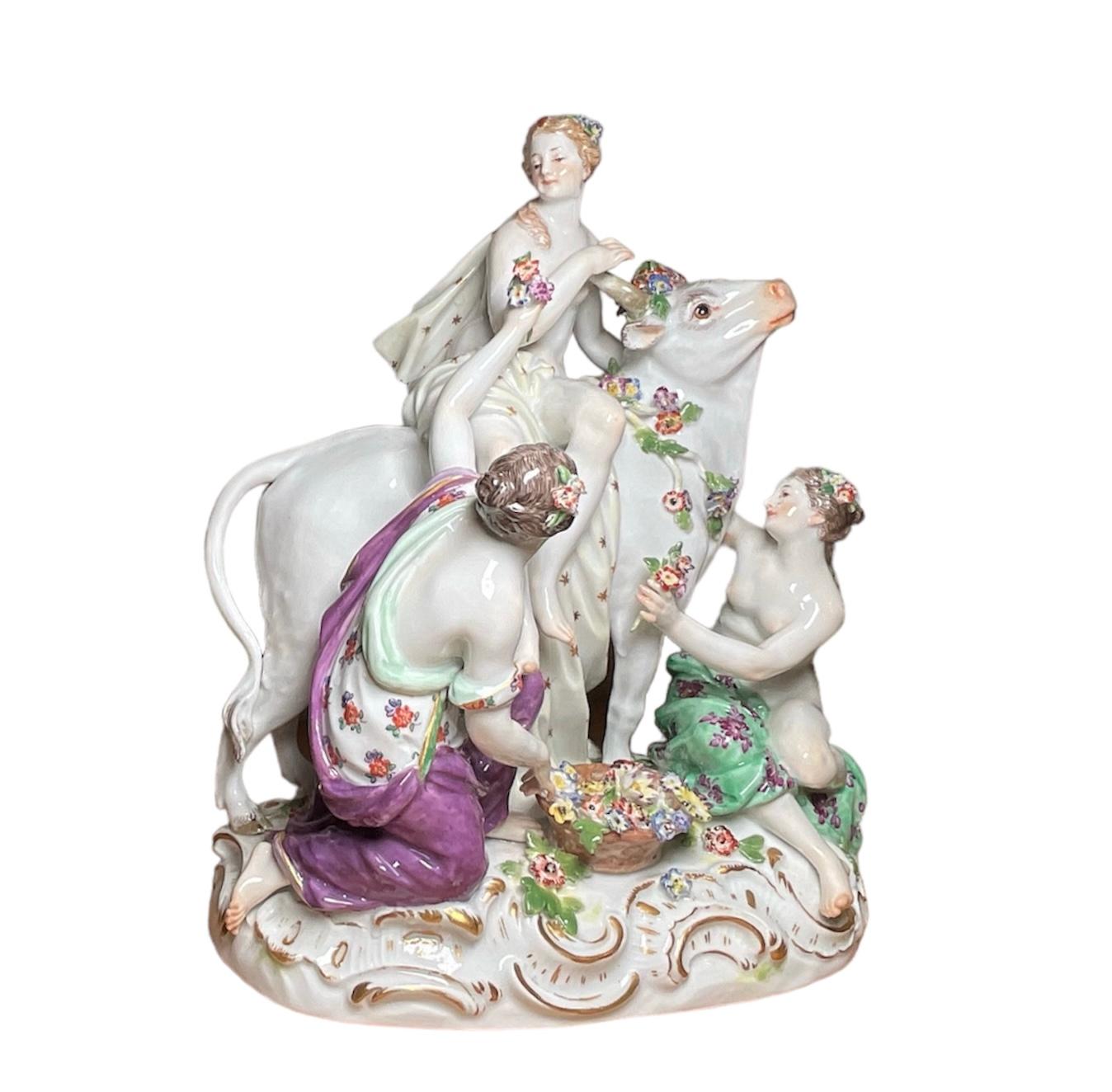 Meissen Porcelain Escultura Grupo Mitológico- Europa Y El Toro en venta 1