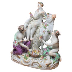 Meissen Porcelain Mythological Group Sculpture- Europe And The Bull