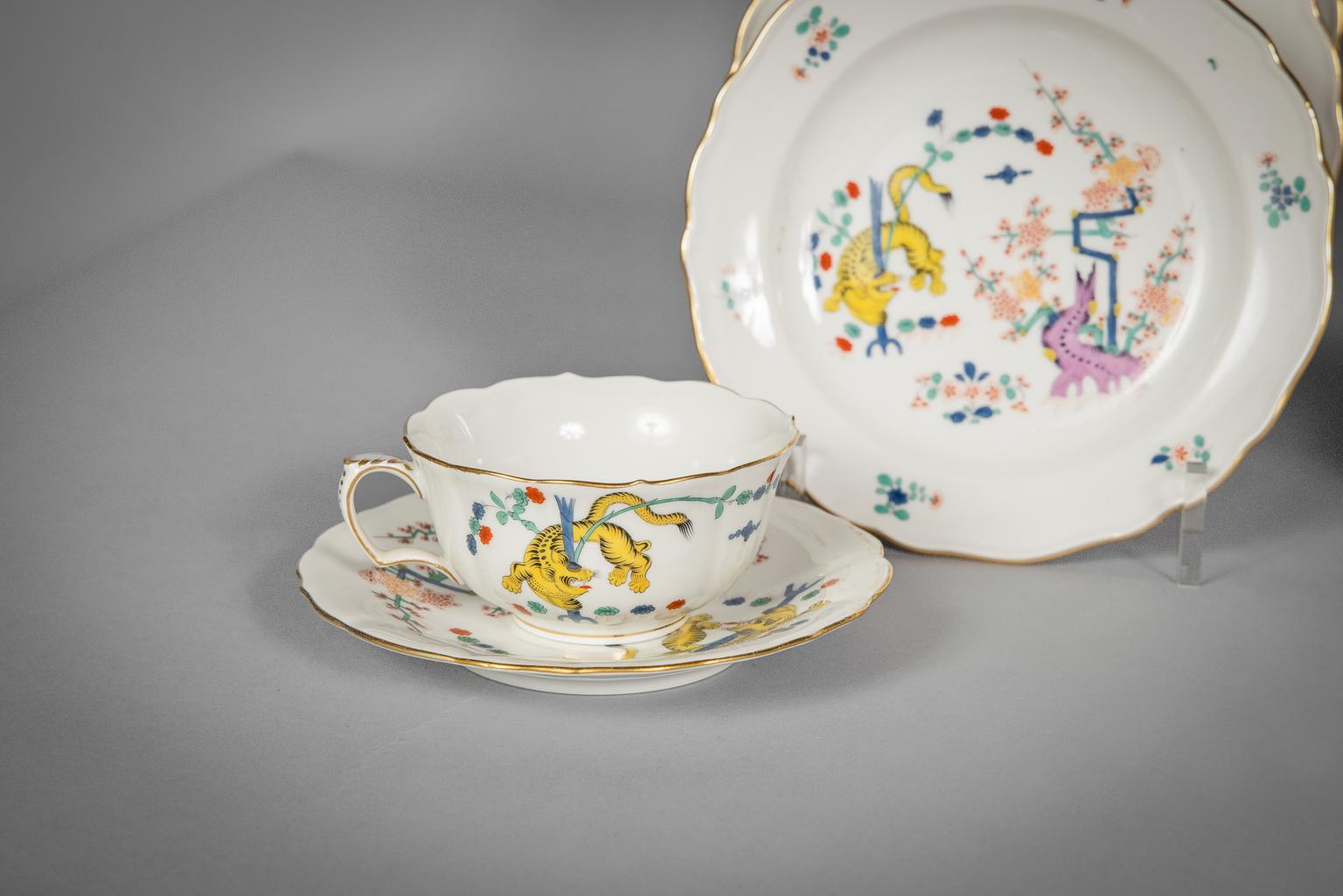 Meissen Porcelain 'Old Rich Yellow Lion' Tee- und Kaffeeservice, um 1900 im Zustand „Gut“ im Angebot in New York, NY