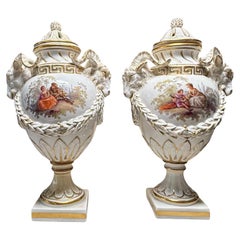Meissen Porcelain Pair Of  Potpourri's Urn Vases