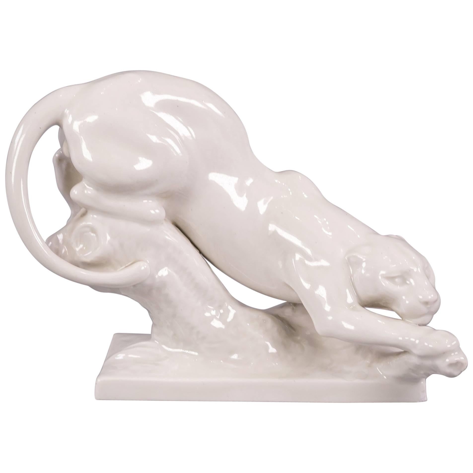 Meissen Porcelain Panther, circa 1920 For Sale