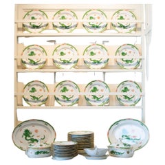 Meissen Porcelain Pearl Ming Dragon Green Ornate Border Service for 12 people