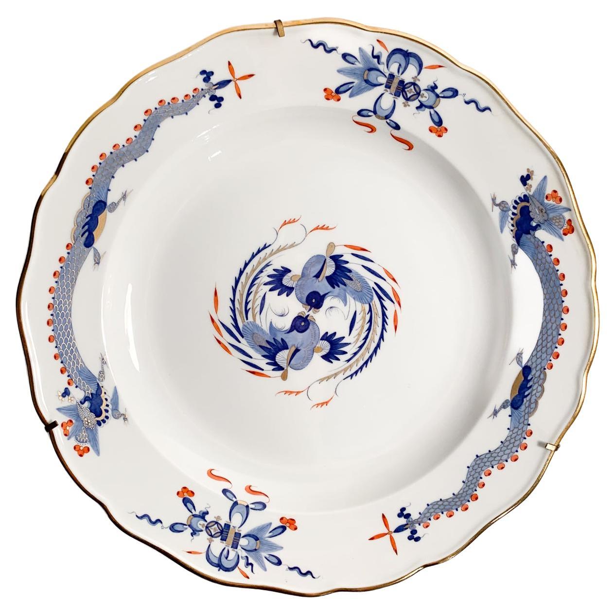 Meissen Porcelain Plate Blue Court Dragon Mark 1850-1925