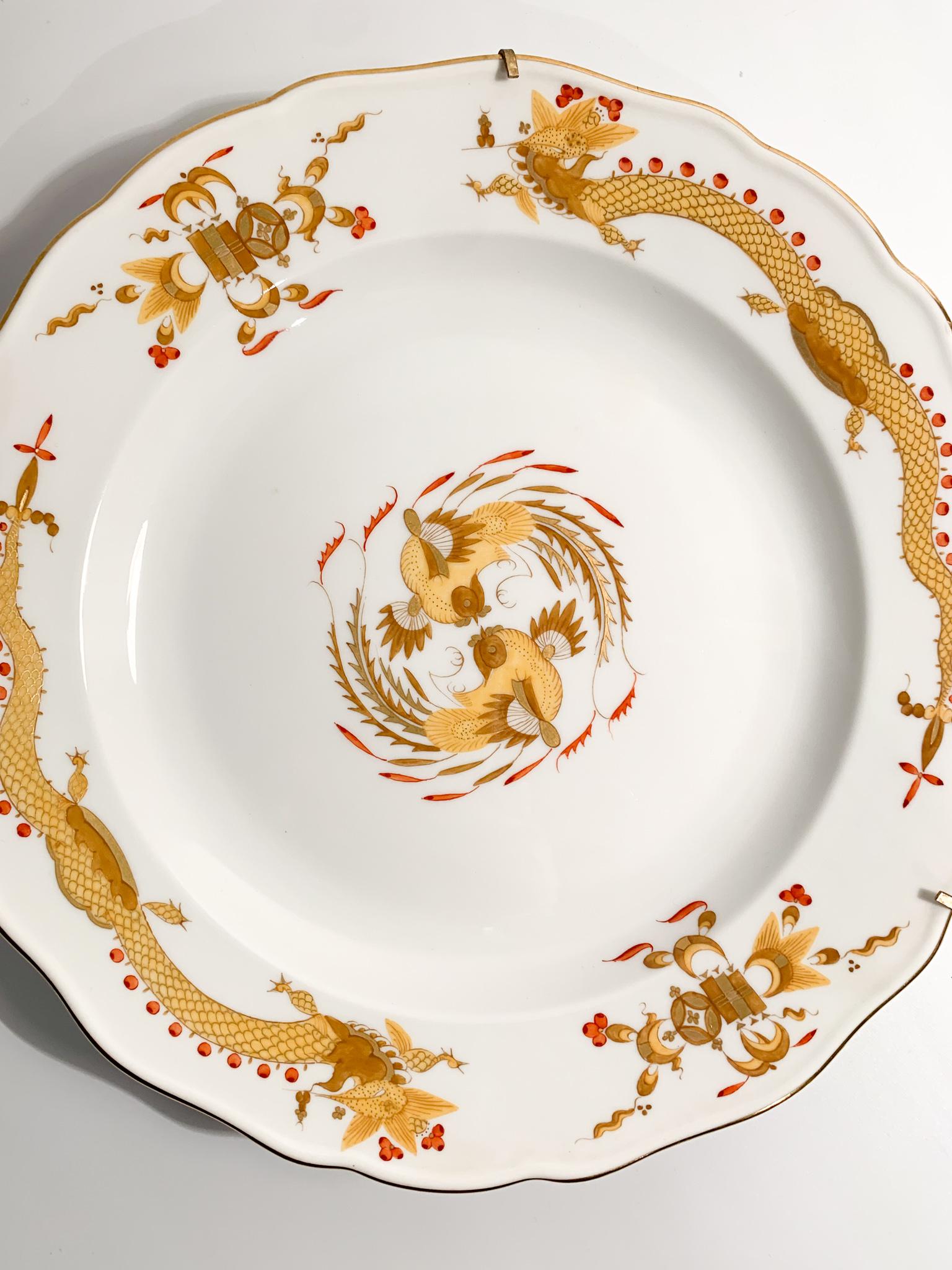 Art Nouveau Meissen Porcelain Plate Gold Court Dragon Mark 1850-1925