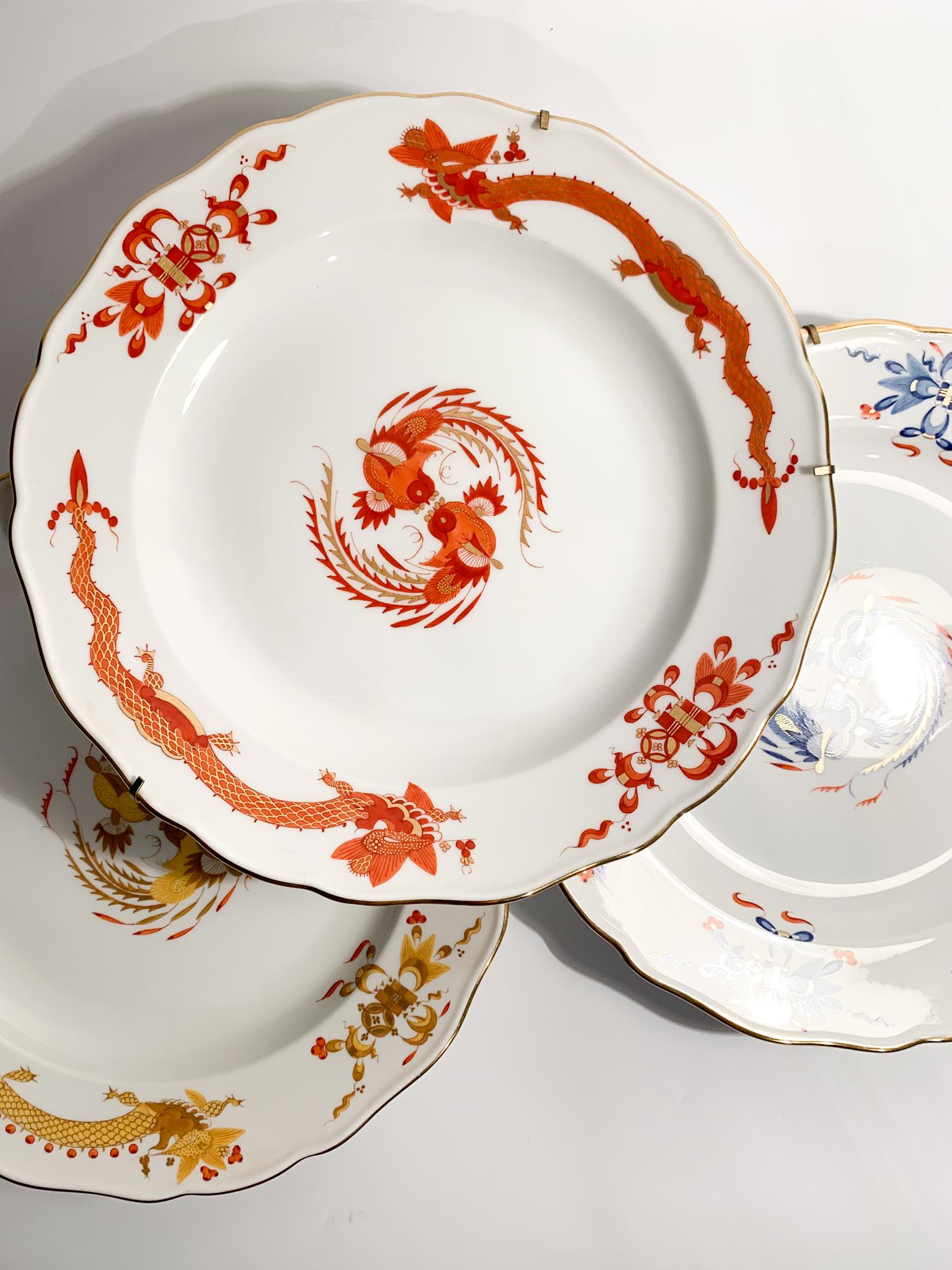 Meissen Porcelain Teller Gold Hofdrache Marke 1850-1925 2