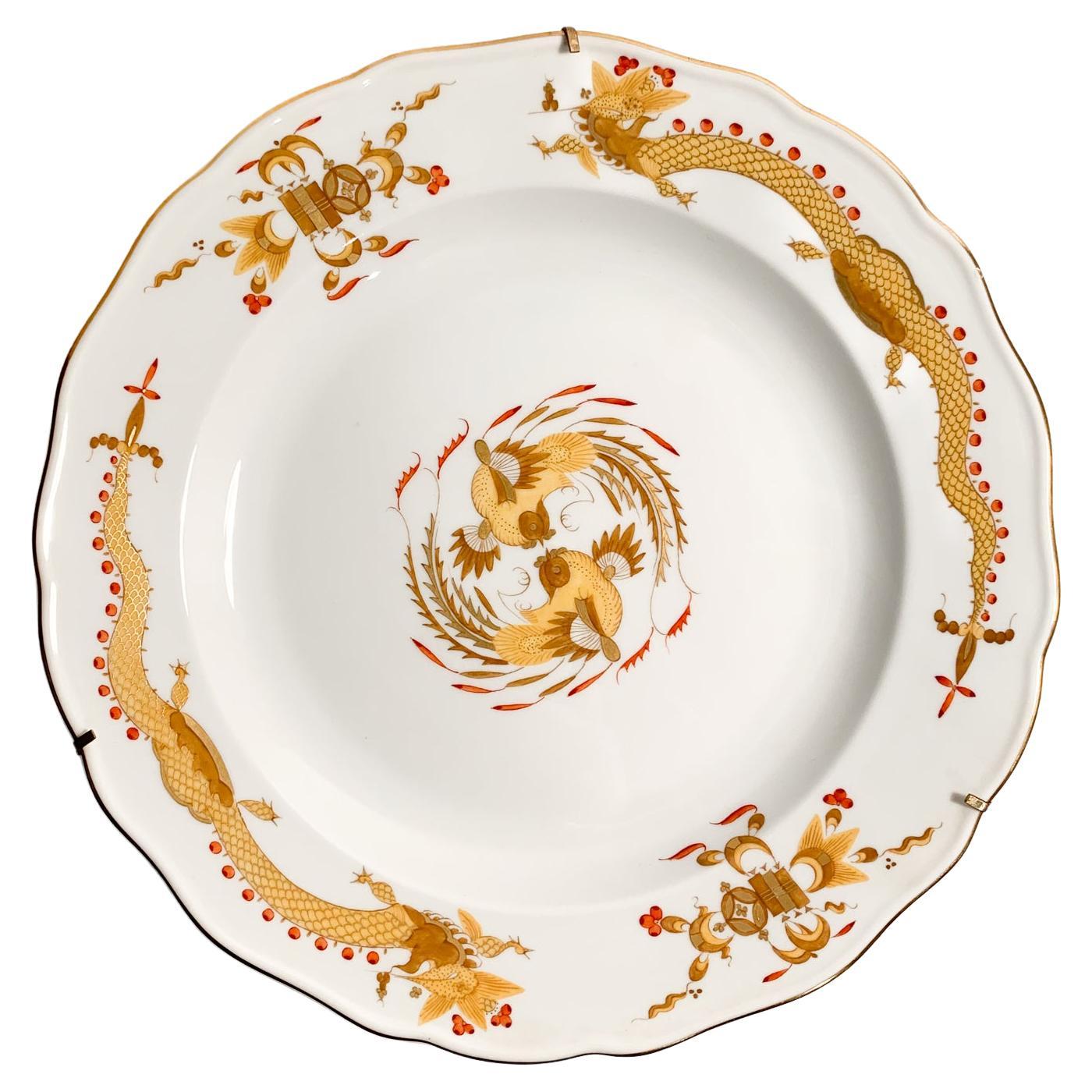 Meissen Porcelain Plate Gold Court Dragon Mark 1850-1925
