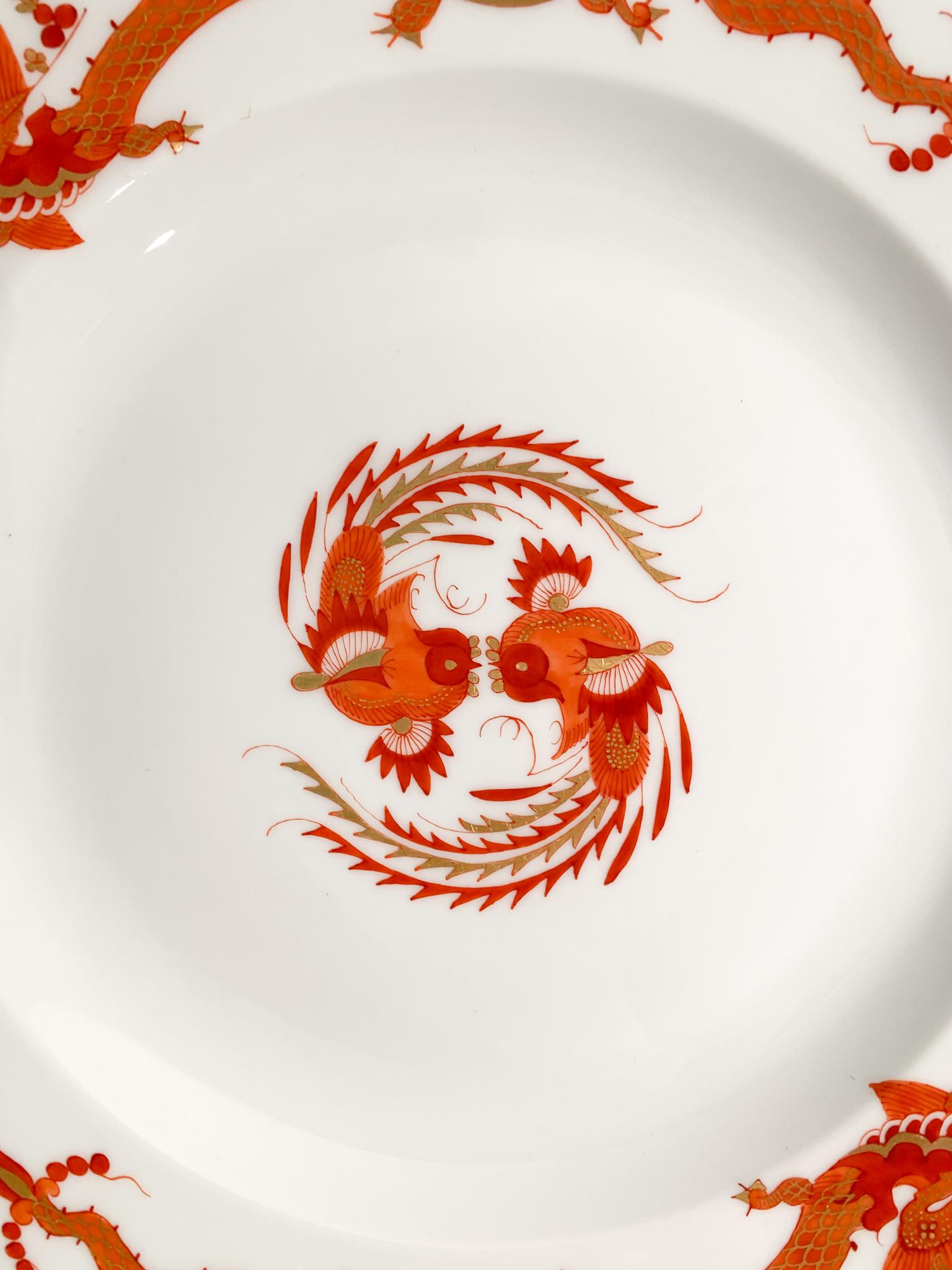 Art Nouveau Meissen Porcelain Plate Red Court Dragon Mark 1850-1925