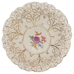 Meissen Porcelain Reticulated Plate With Hand-Painted Floral And Gilded