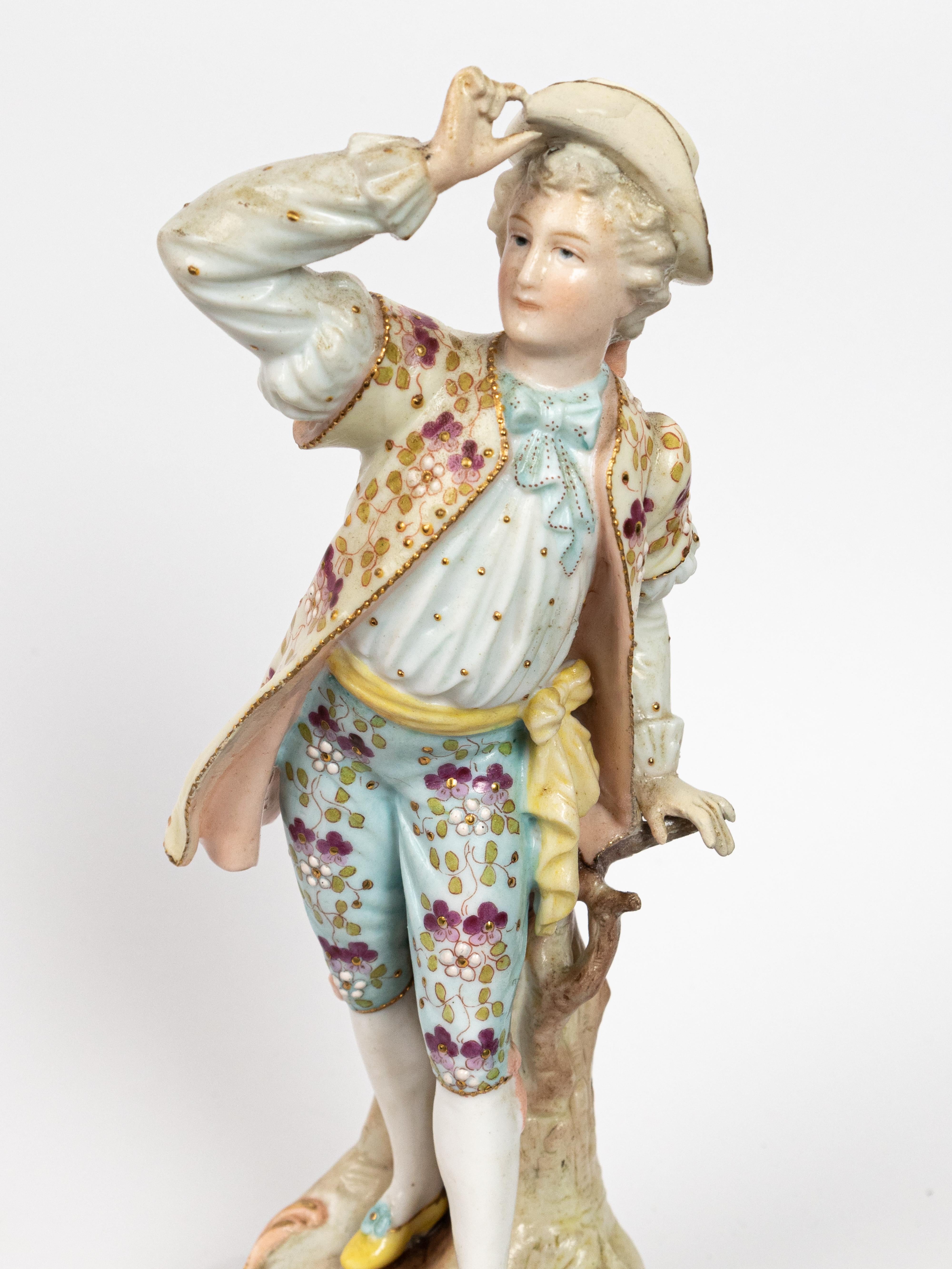 Meissen Porcelain Rococo Couple Figurines, Germany, 19th Century For Sale 9