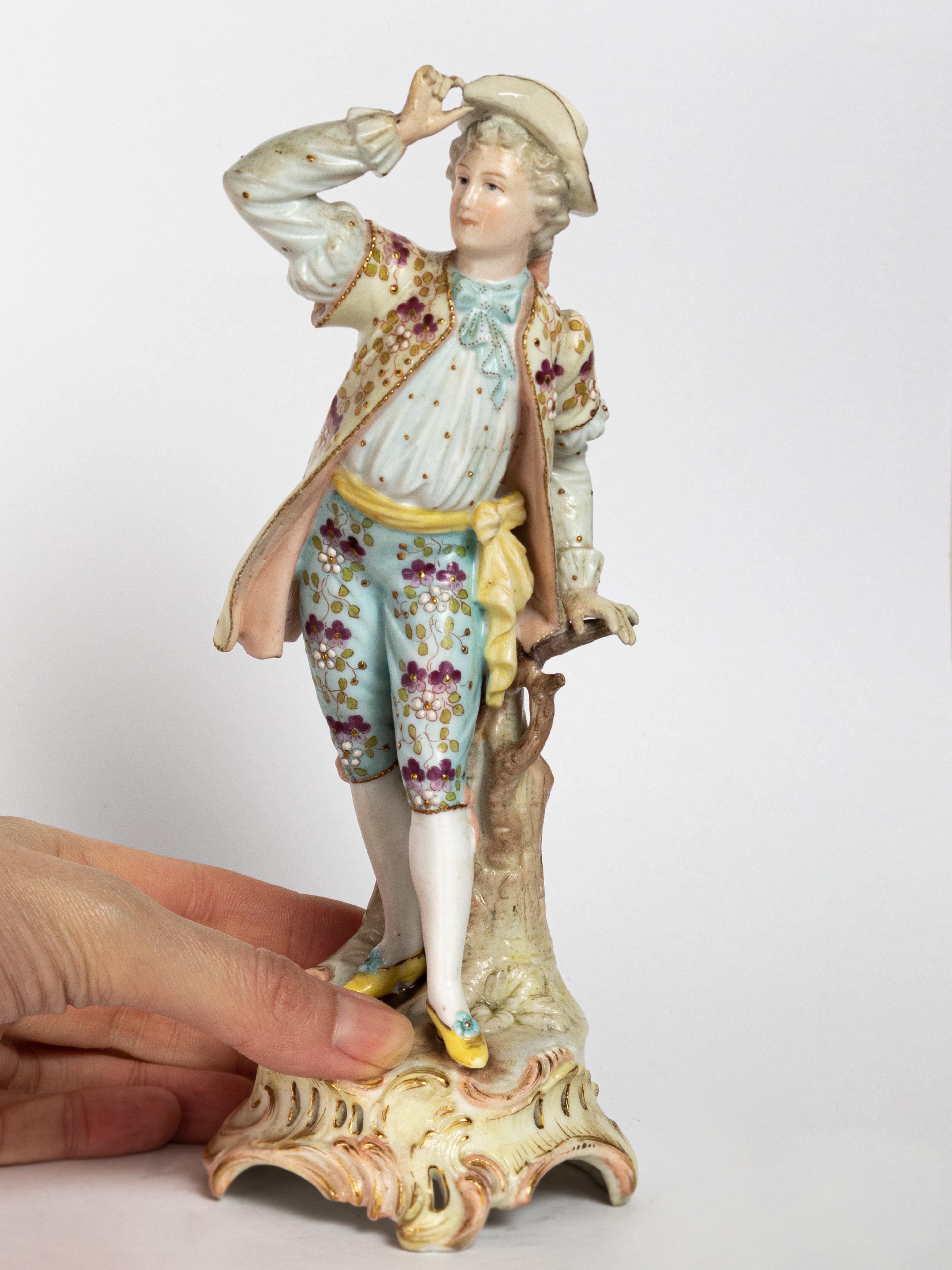 Meissen Porcelain Rococo Couple Figurines, Germany, 19th Century For Sale 12