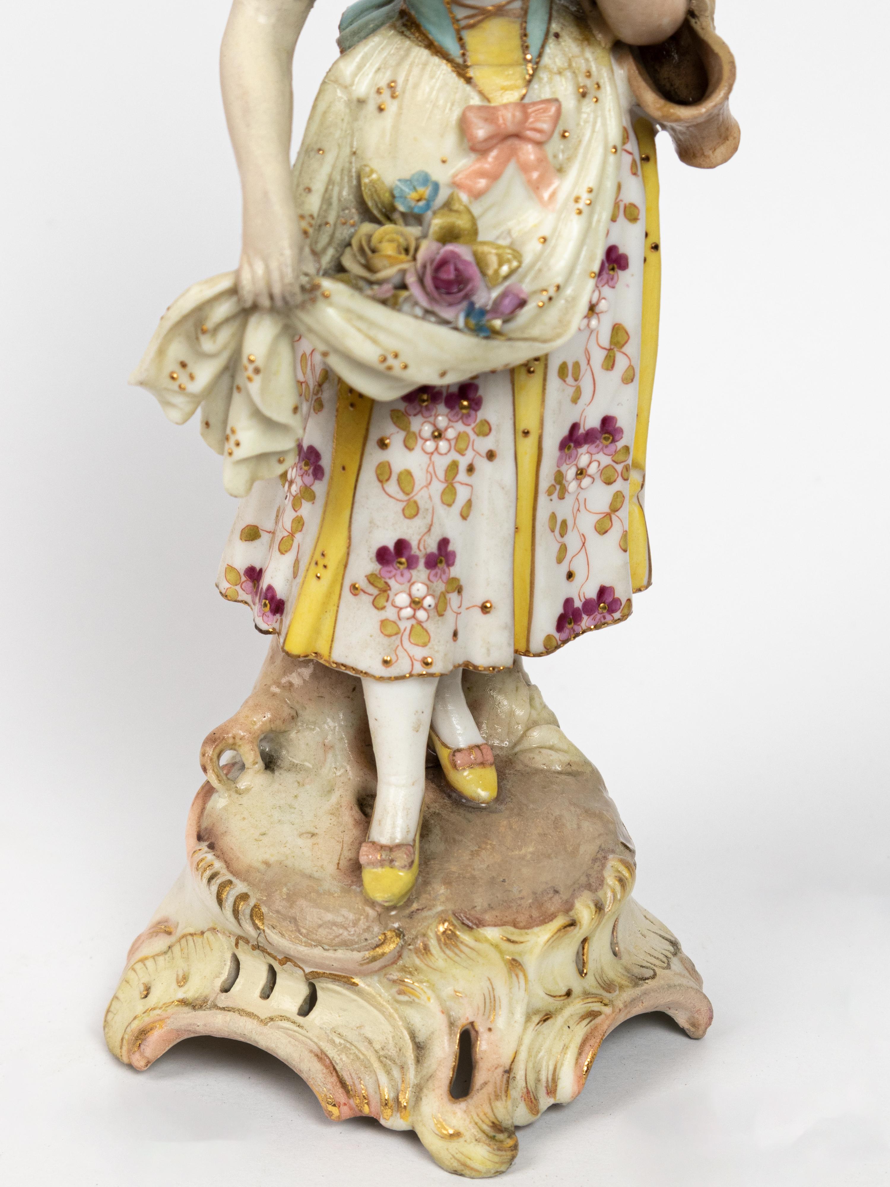 Meissen Porcelain Rococo Couple Figurines, Germany, 19th Century In Good Condition For Sale In Lisbon, PT