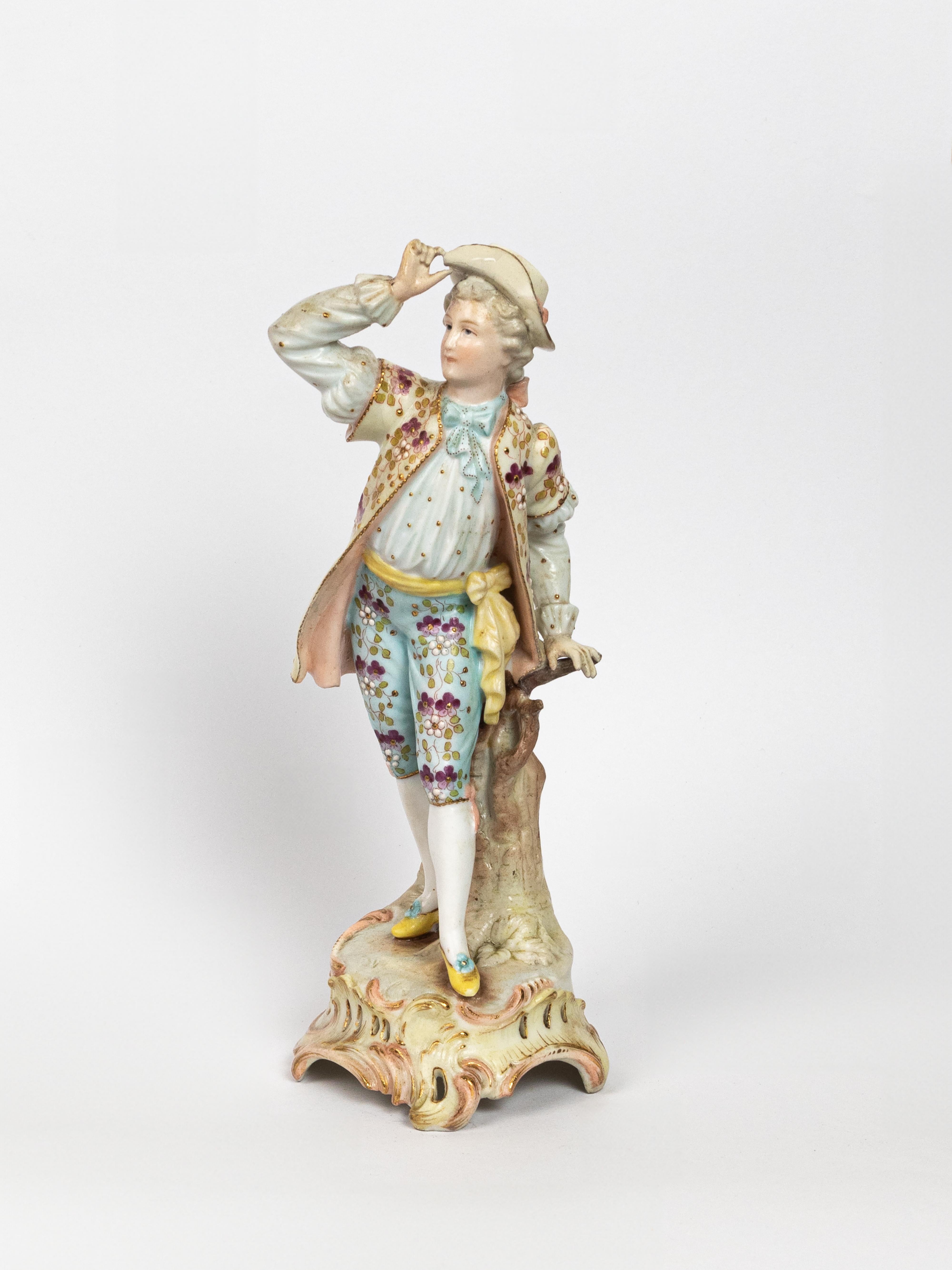 Meissen Porcelain Rococo Couple Figurines, Germany, 19th Century For Sale 5