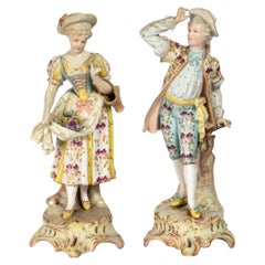 Meissen Porcelain Rococo Couple Figurines, Germany, 19th Century