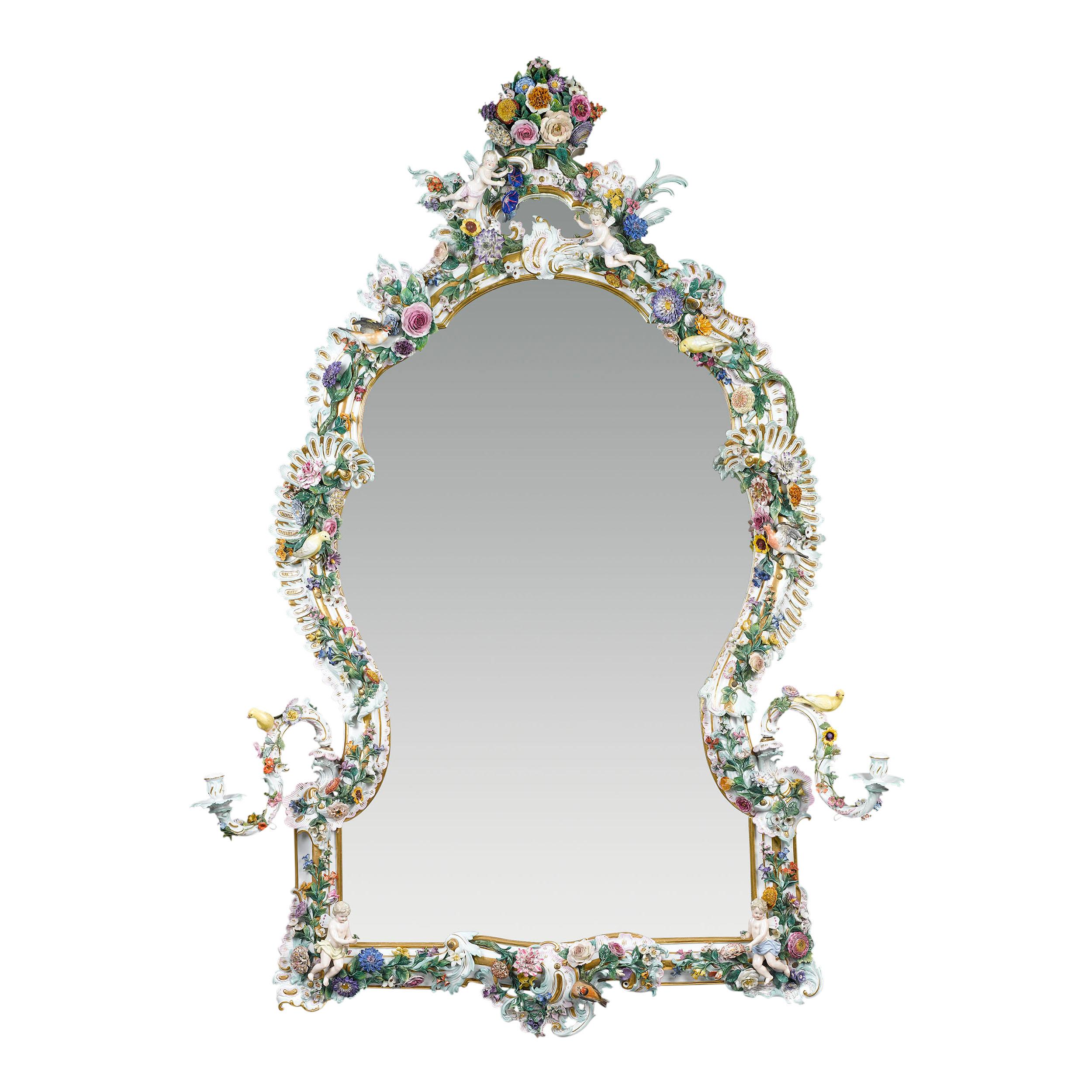 Meissen Porcelain Rococo Mirror