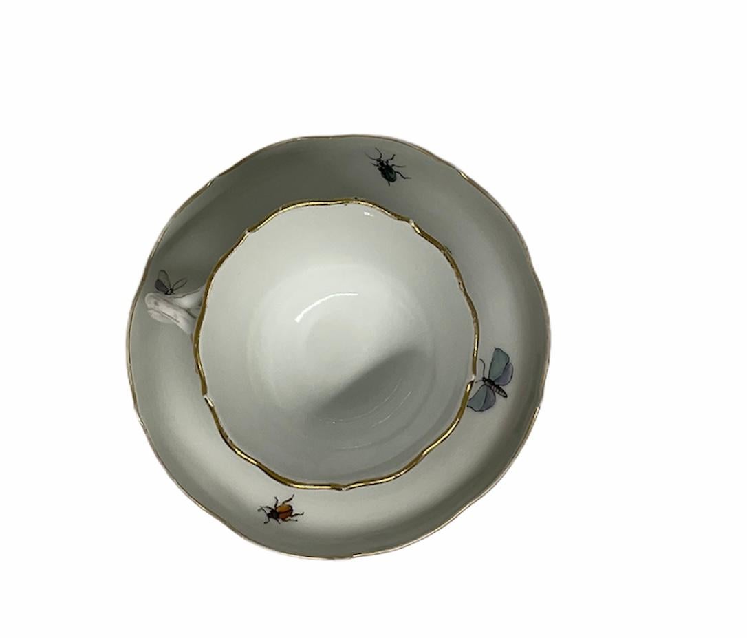 20th Century Meissen Porcelain Rothschild Pattern Birds Set of Cup And Saucer For Sale