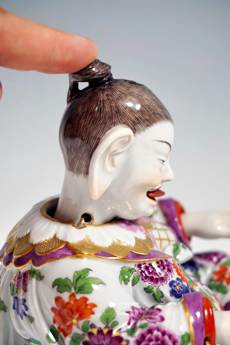 Hand-Crafted Meissen Porcelain Seated Buddha as a Wiggling Pagoda, by Kaendler, Around 1900
