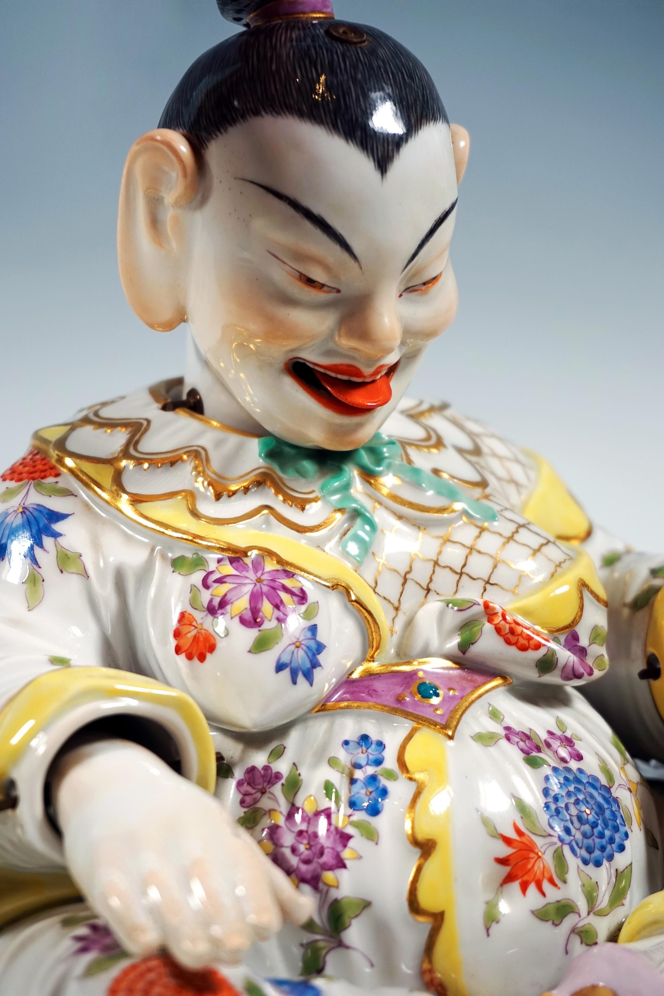 Hand-Crafted Meissen Porcelain Seated Buddha Figure As Wiggling Pagoda, By Kaendler, 20th