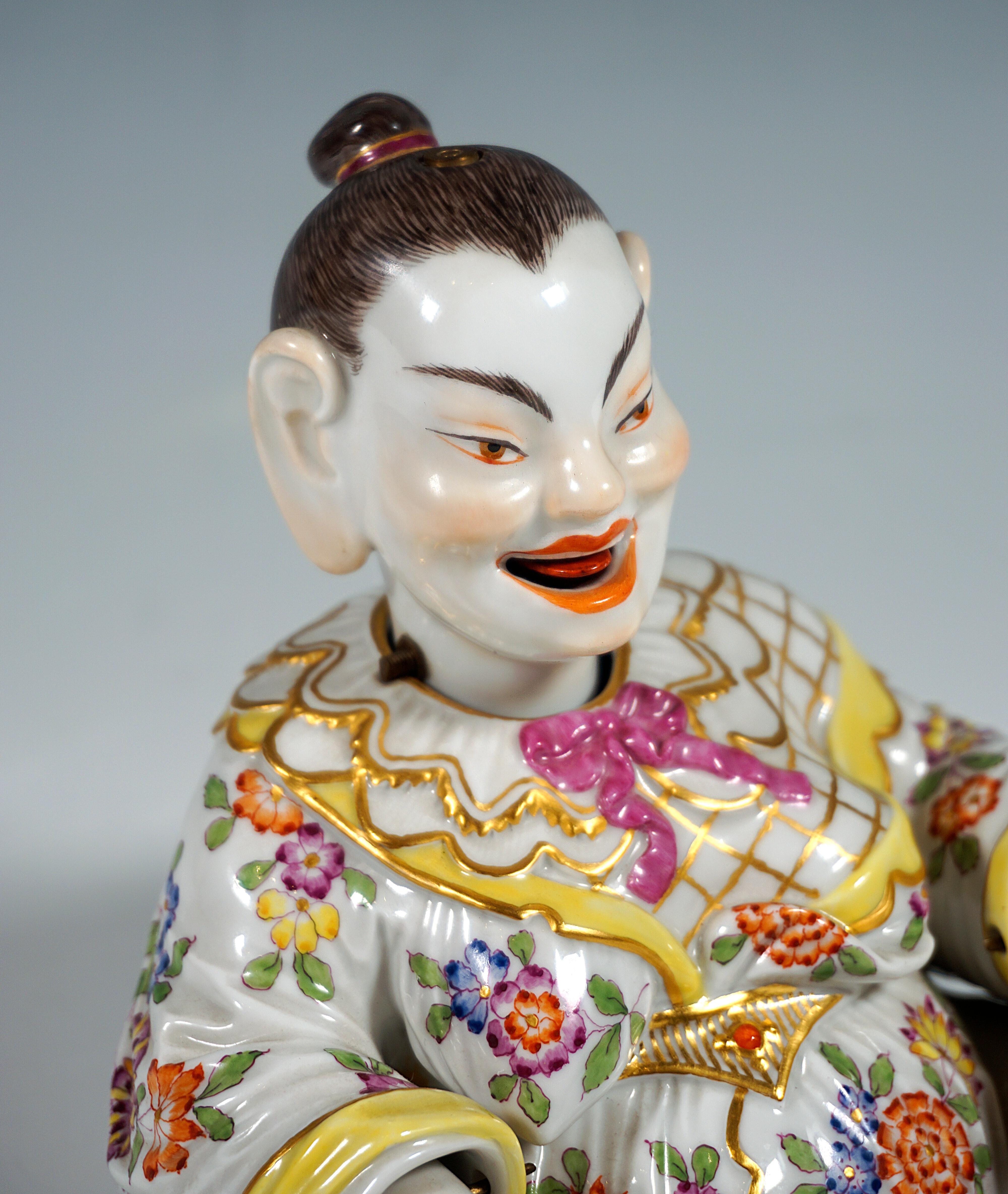 Late 20th Century Meissen Porcelain Seated Buddha Figure As Wiggling Pagoda, By Kaendler, 20th