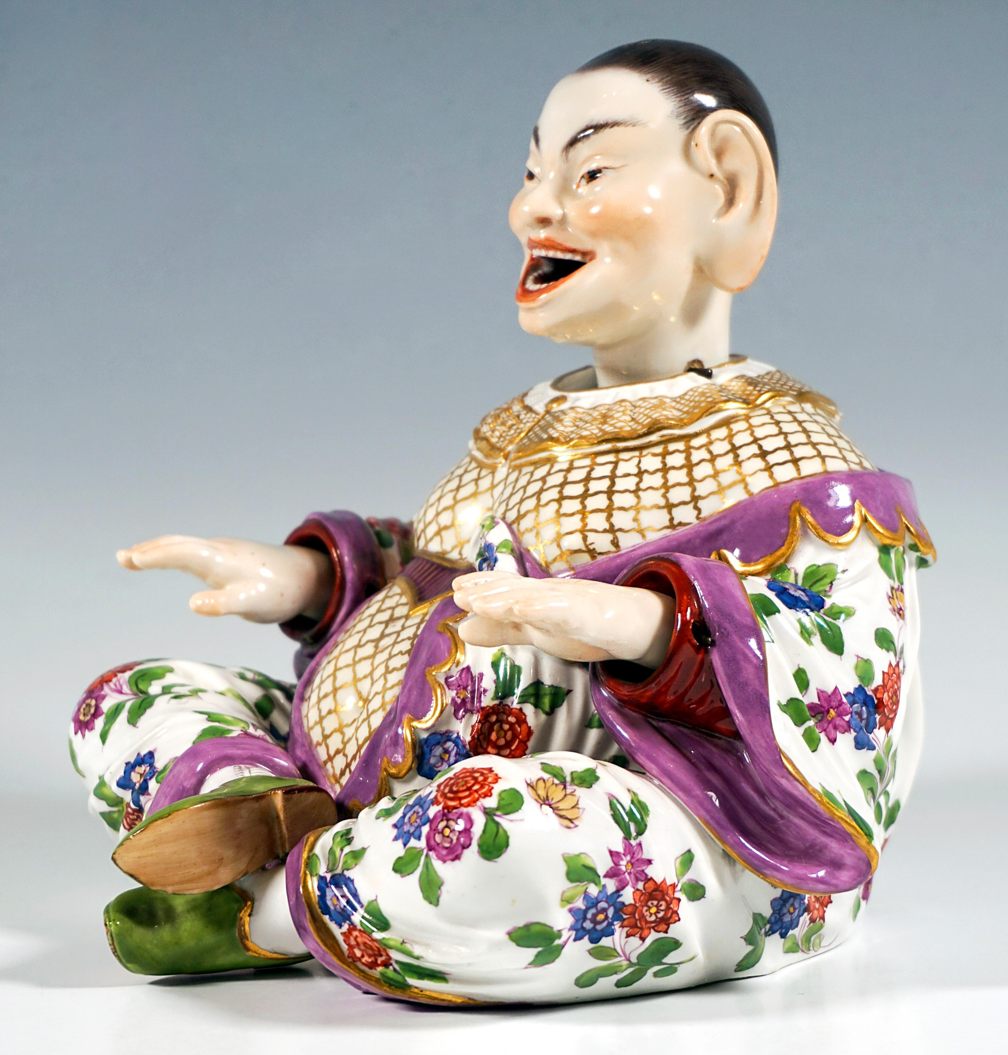Other Meissen Porcelain Seated Buddha Figure As Wiggling Pagoda, By Kaendler, Ca. 1850
