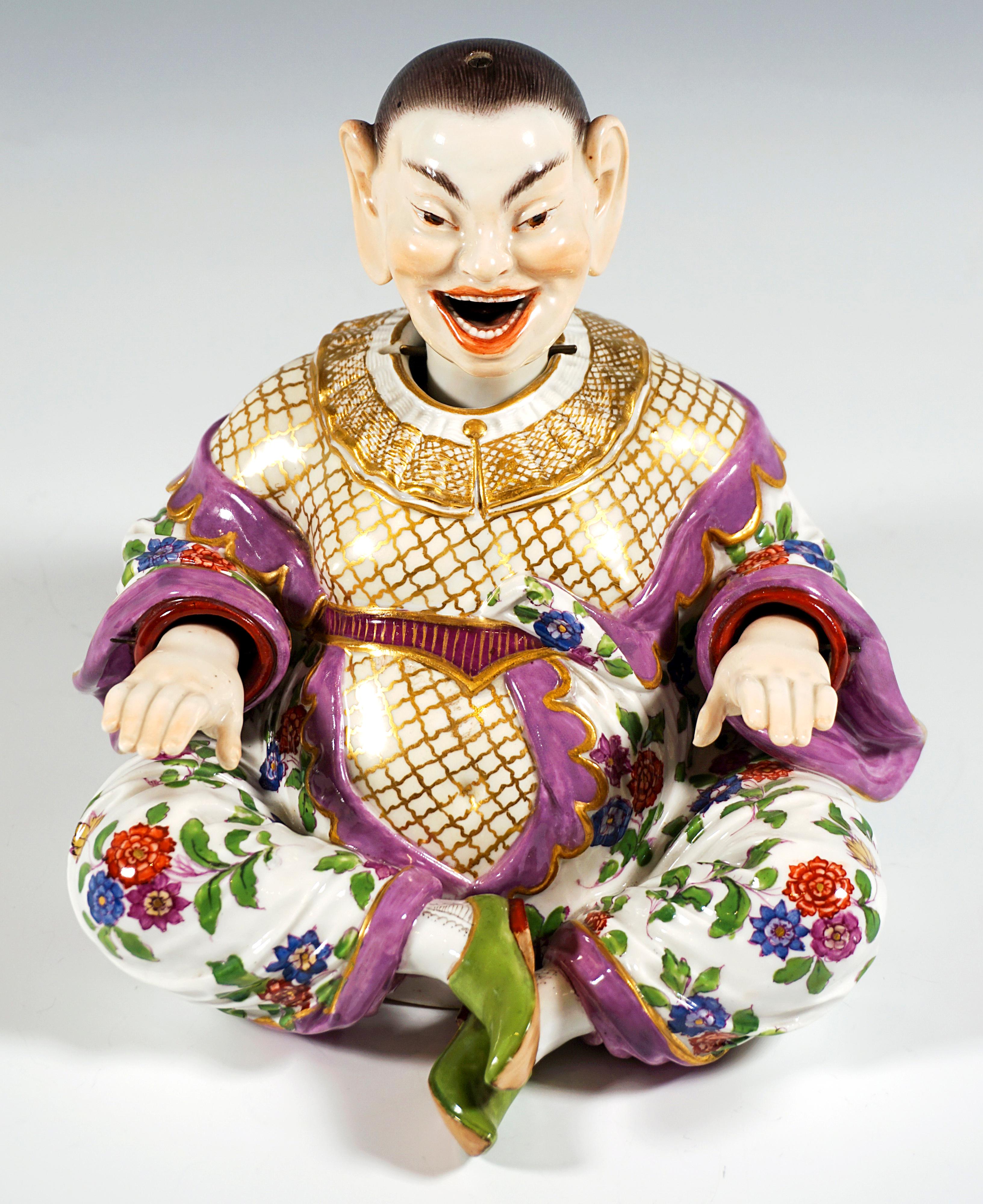 Hand-Crafted Meissen Porcelain Seated Buddha Figure As Wiggling Pagoda, By Kaendler, Ca. 1850
