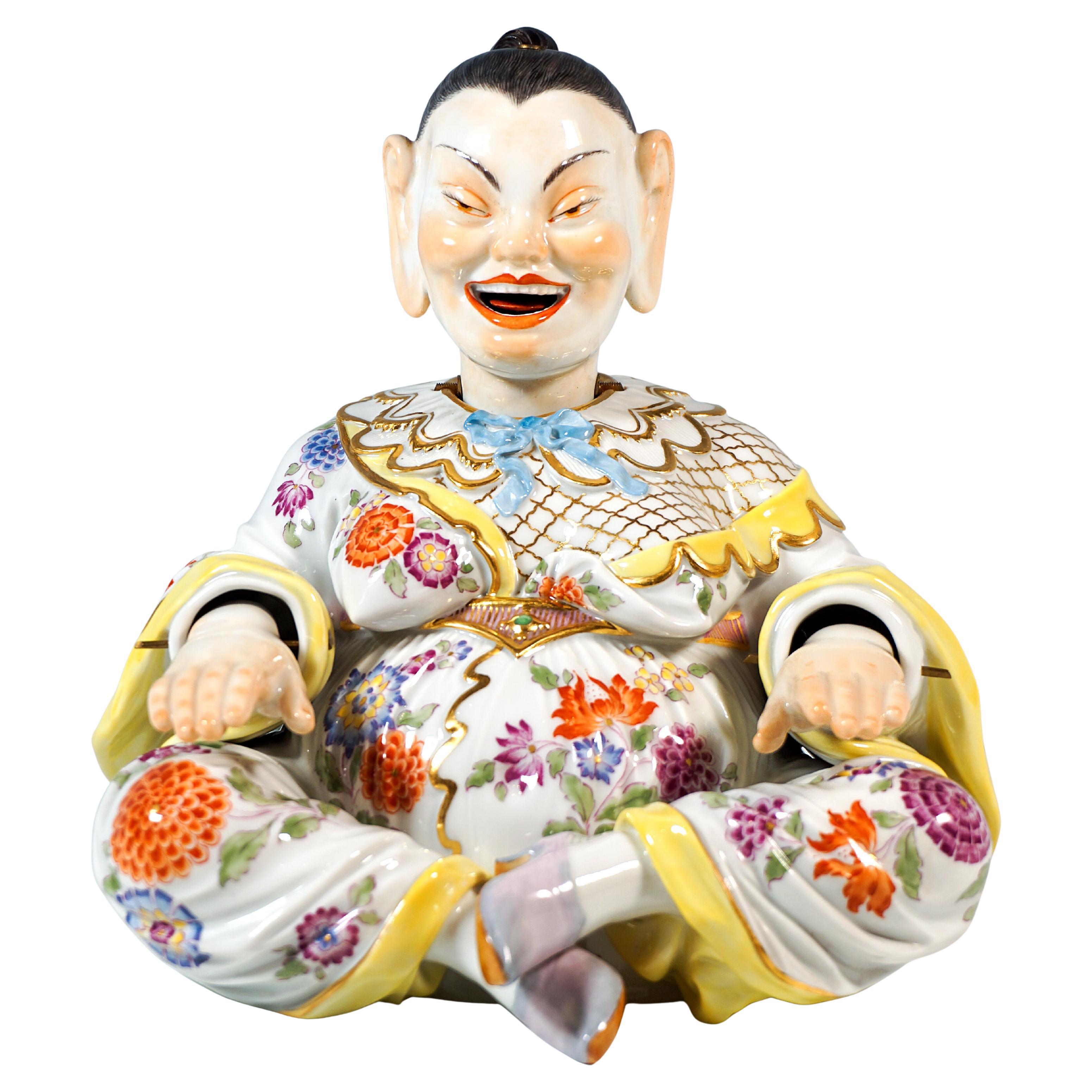 Meissen Porcelain Seated Buddha Figure As Wiggling Pagoda, By Kaendler, Mid-20th