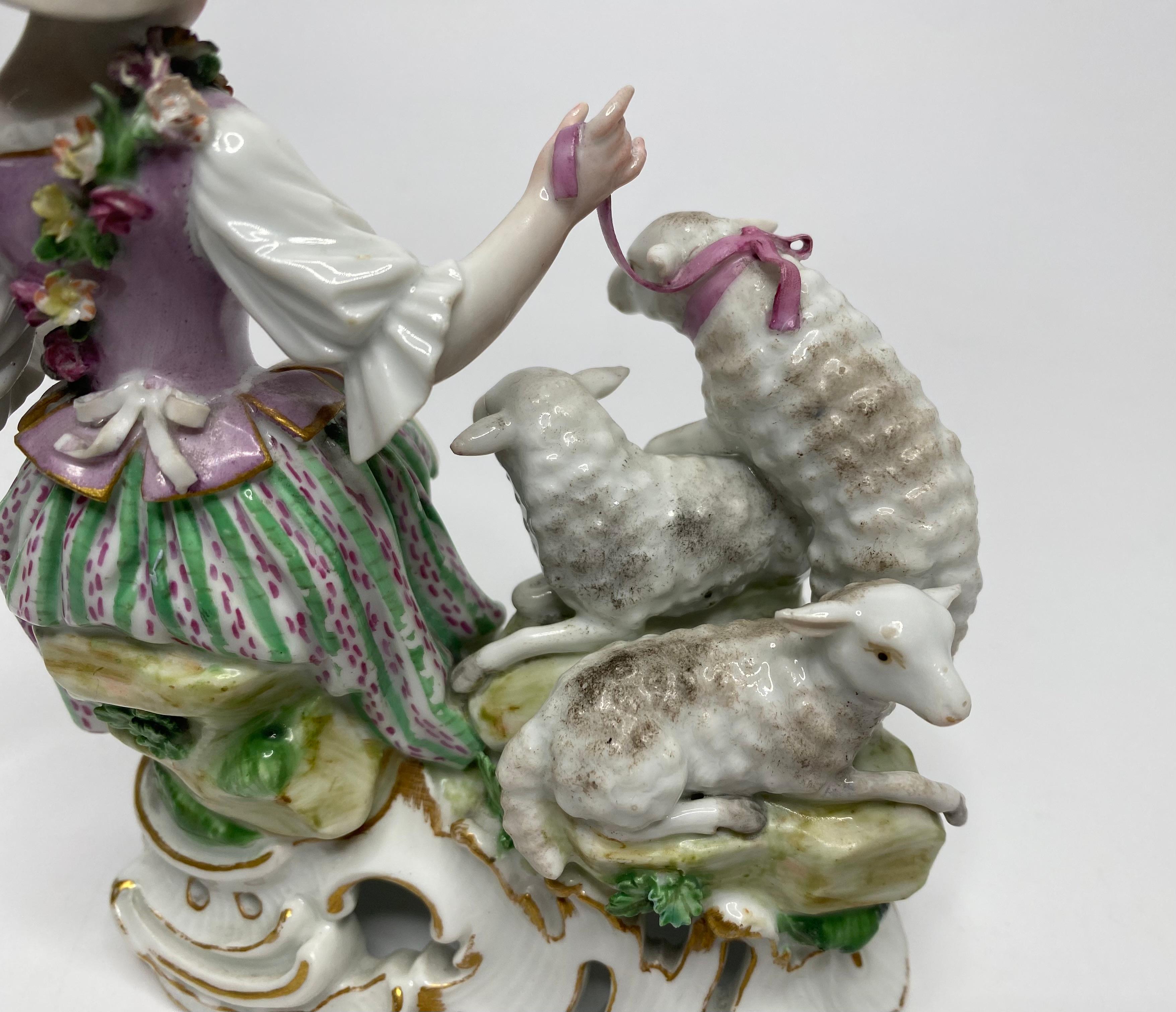 Meissen porcelain shepherd & shepherdess, c. 1770. For Sale 5