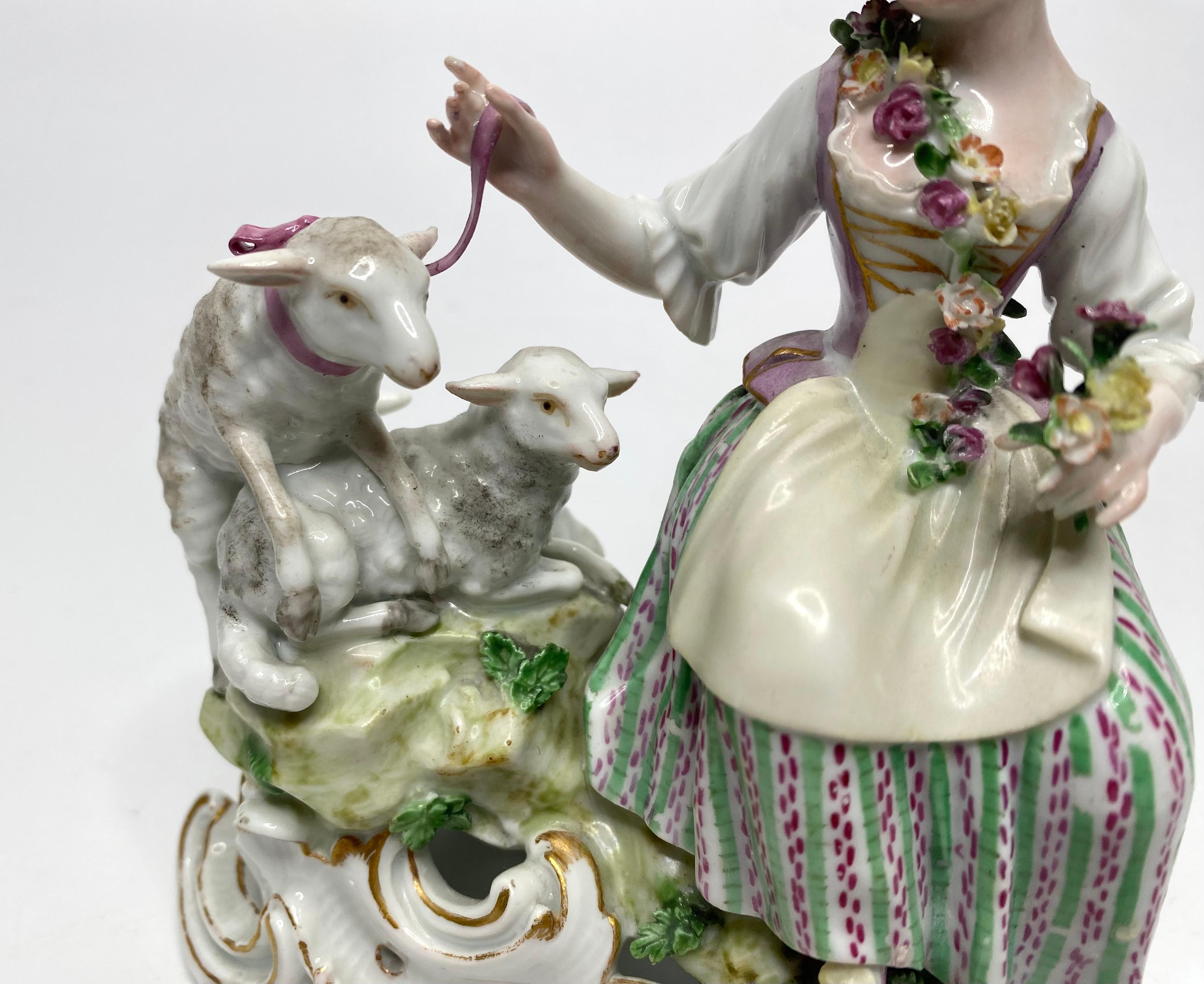 Meissen porcelain shepherd & shepherdess, c. 1770. For Sale 1