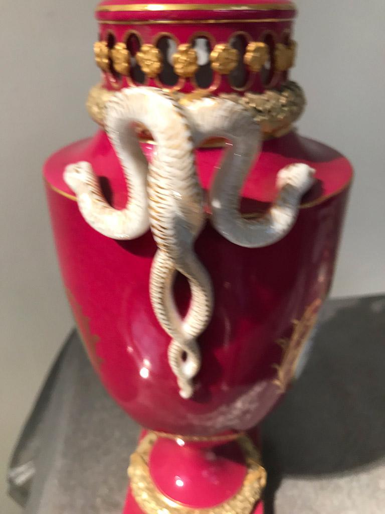 Meissen Porcelain Snake Handle Vase with Cover, Germany For Sale 6