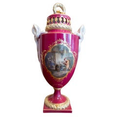 Antique Meissen Porcelain Snake Handle Vase with Cover, Germany