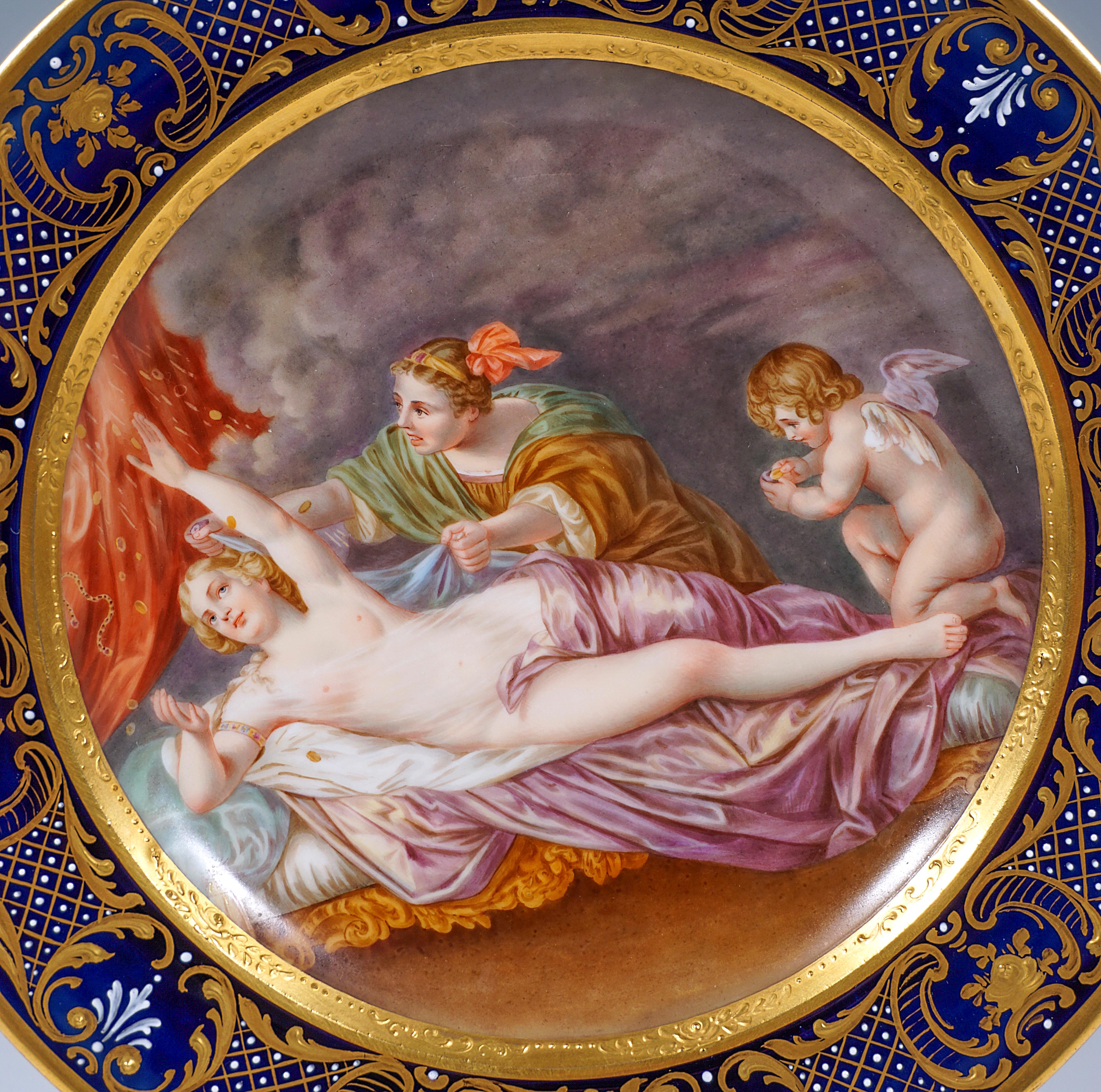 Baroque Meissen Porcelain Splendour Plate Danae After Anthonis Van Dyck circa 1880