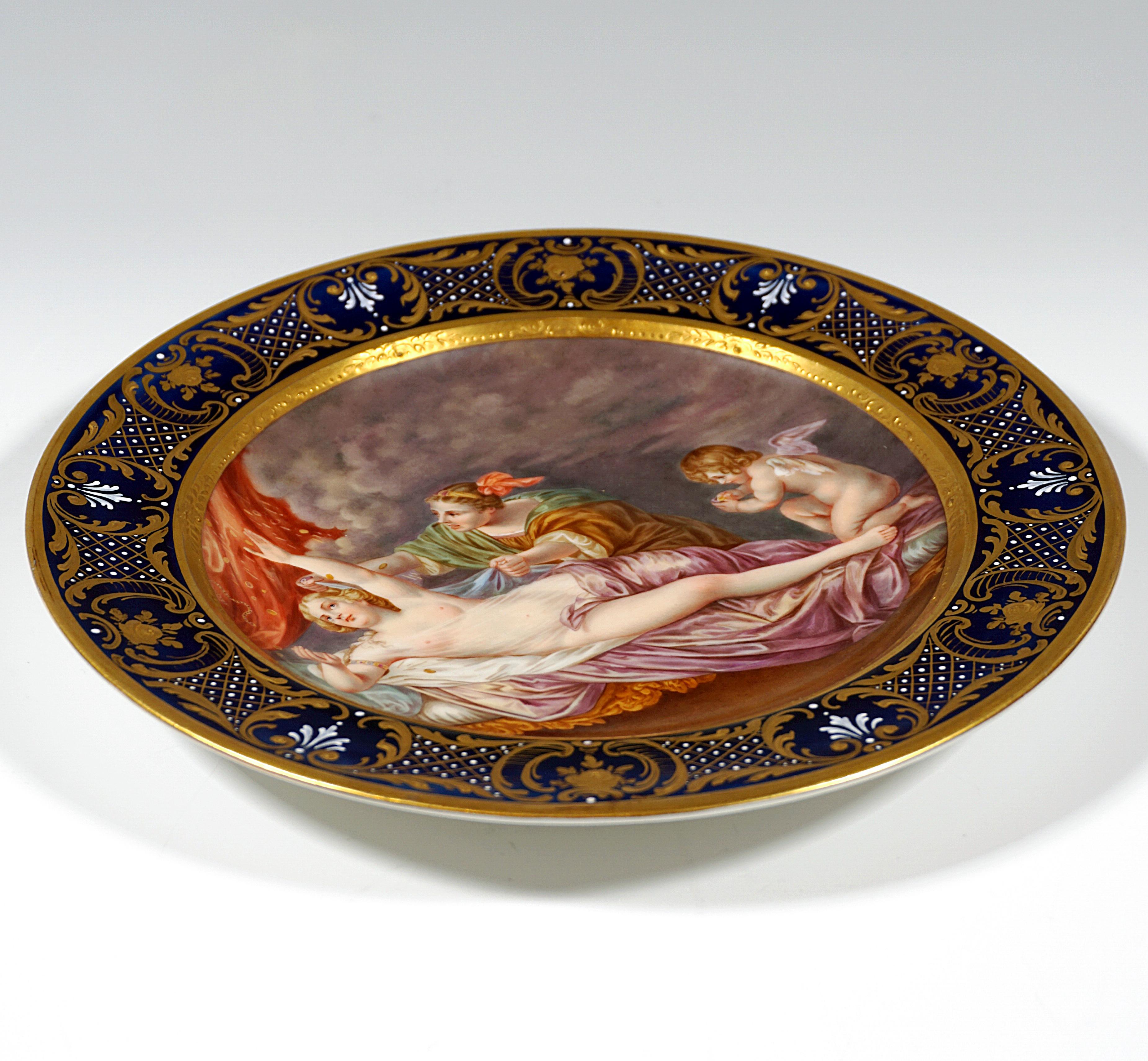 Meissen Porcelain Splendour Plate Danae After Anthonis Van Dyck circa 1880 In Good Condition In Vienna, AT