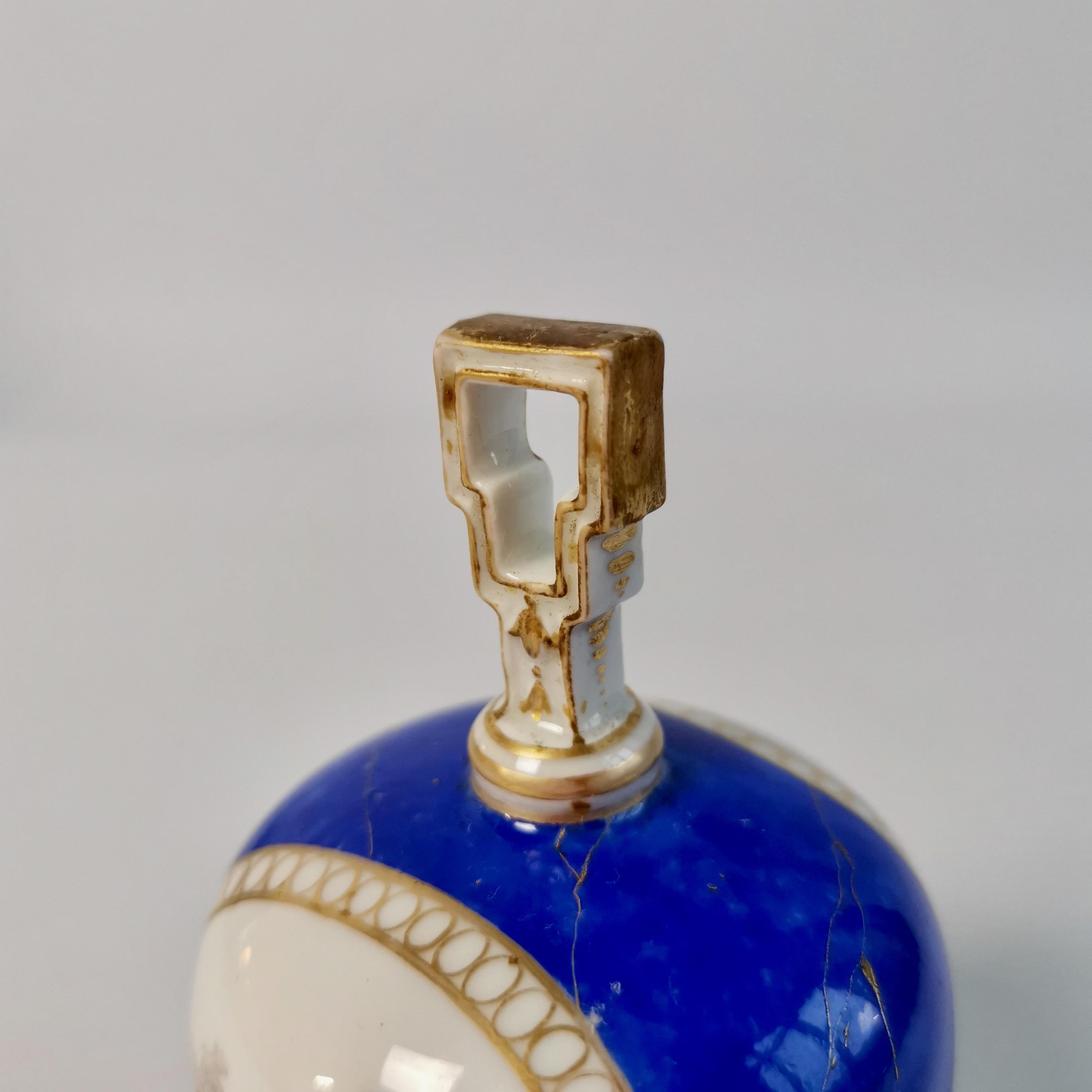 Meissen Porcelain Table Bell, Blue with Romantic Scenes, 19th C 3