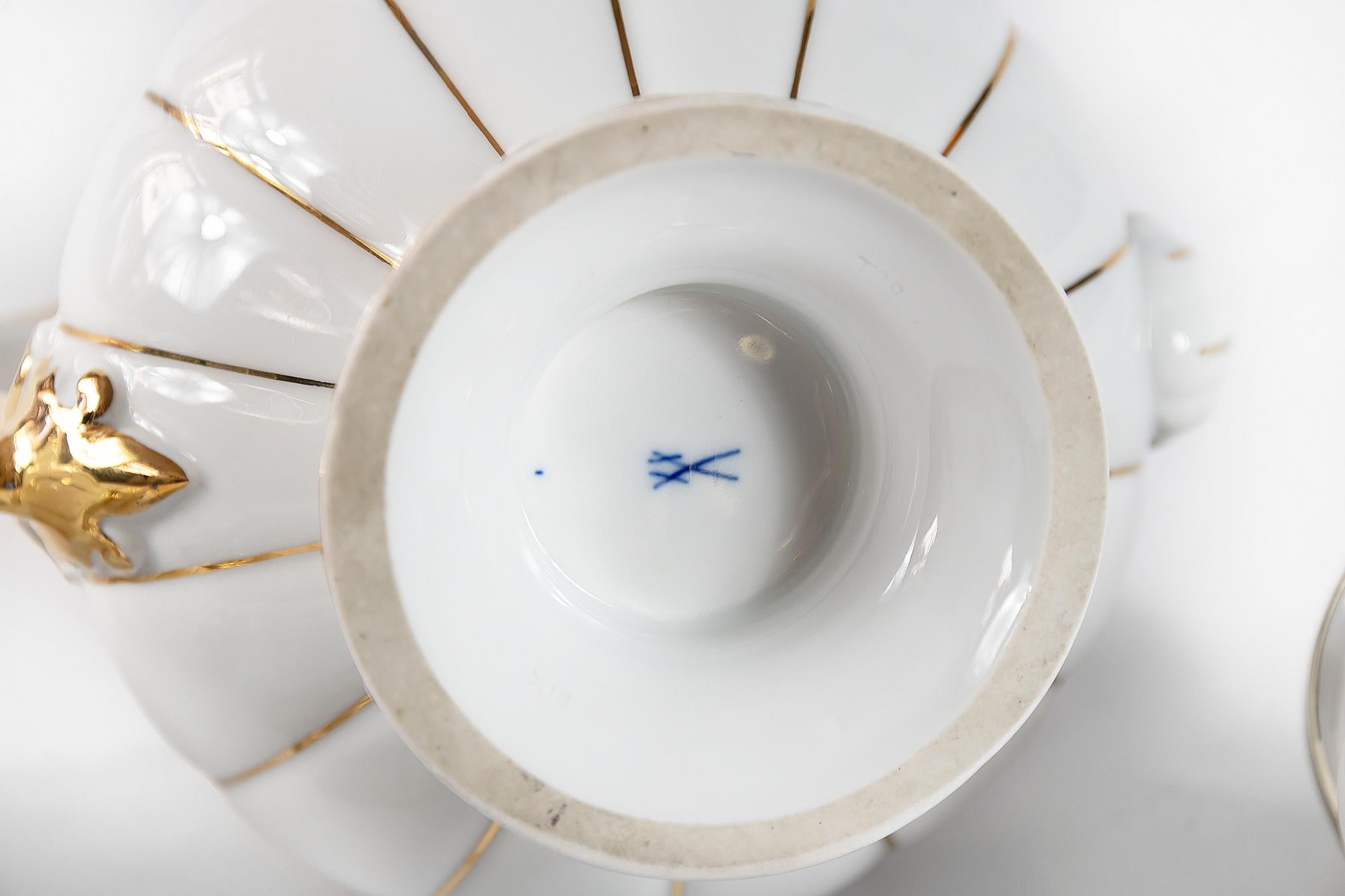 Gold Meissen Porcelain Tea Set