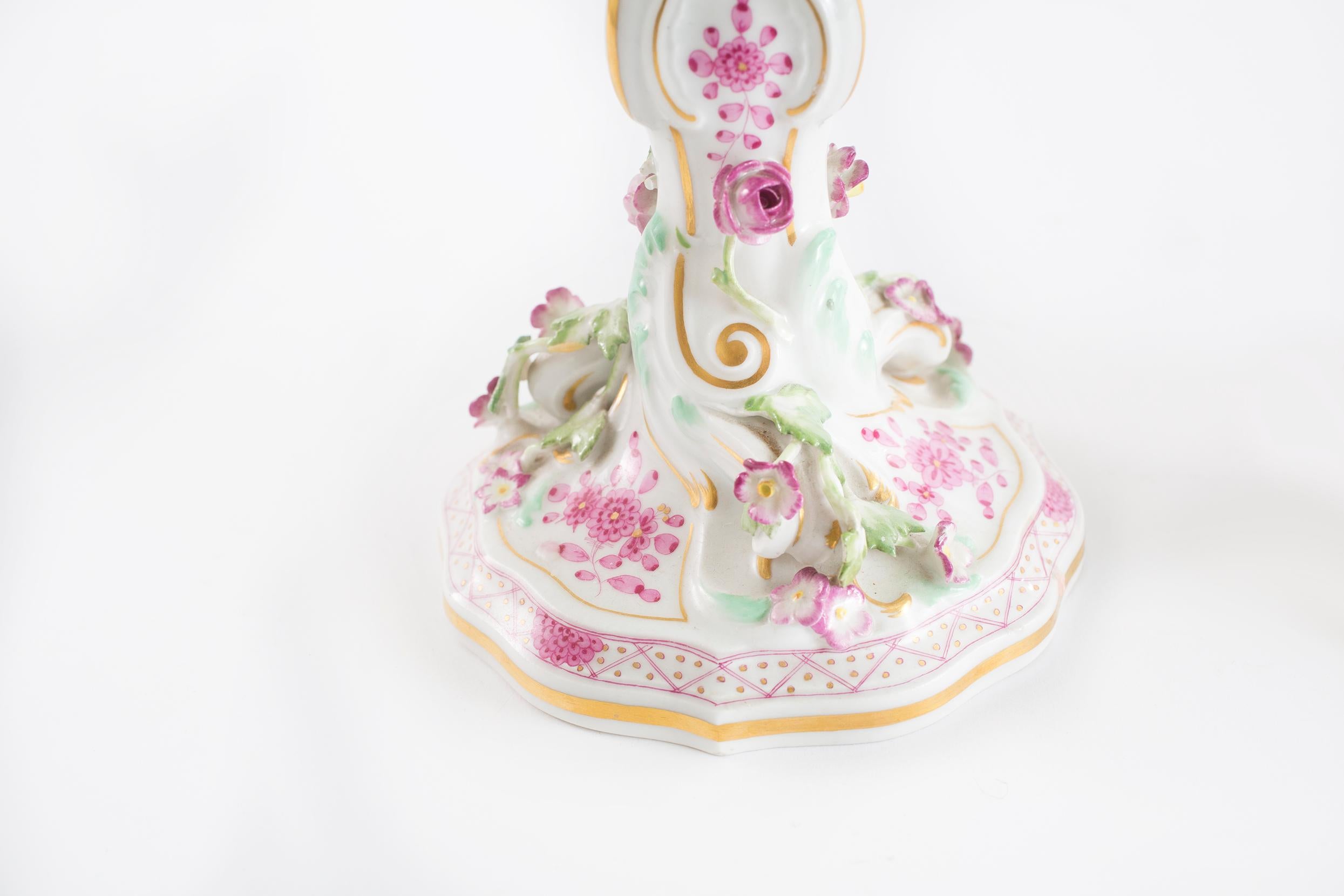 Gold Meissen Porcelain Three Arms Candle Holder