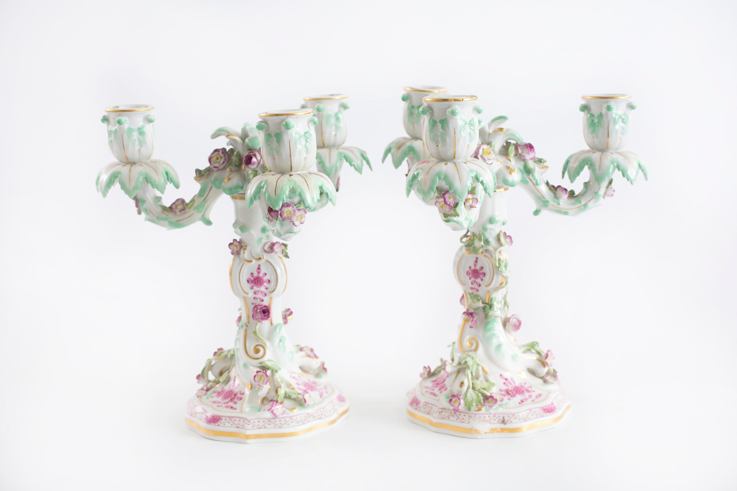 Meissen Porcelain Three Arms Candle Holder 1
