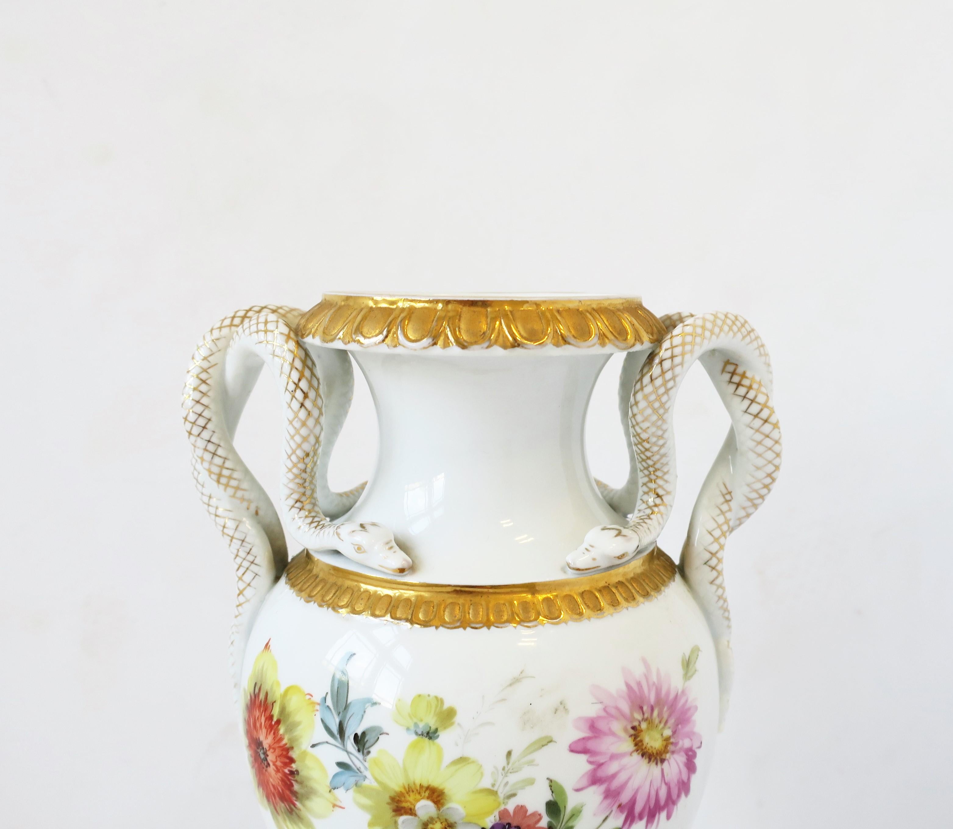Meissen Porcelain Urn Snake Handles Amphora, Germany For Sale 4