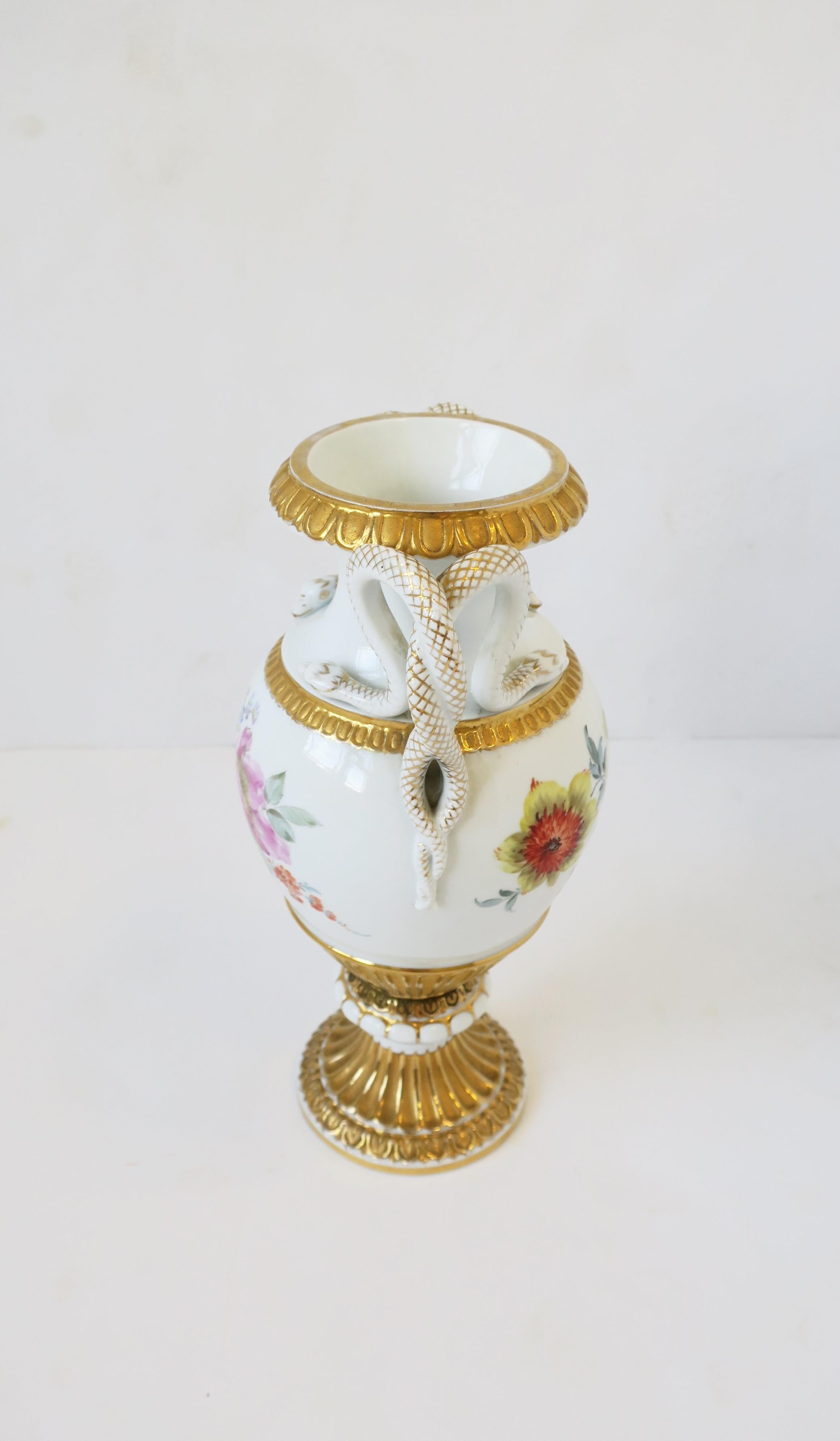 20th Century Meissen Porcelain Urn Snake Handles Amphora, Germany For Sale