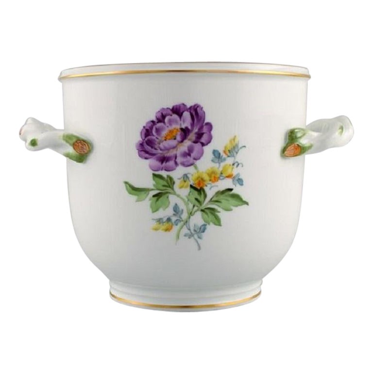 Meissen Porcelain Vase with Hand-Painted Flowers and Gold Edge, 1920s