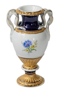 Meissen Porcelain Vase with Snake Handles