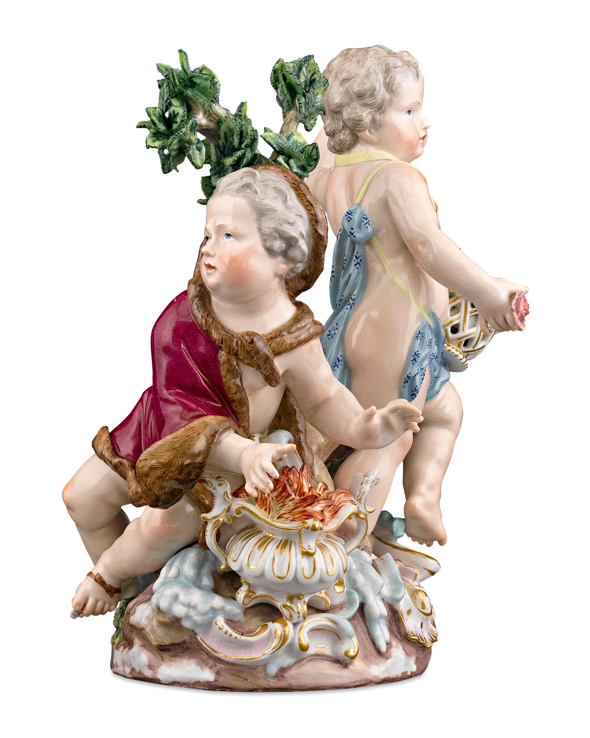 Autre Groupe de figurines d'hiver et de printemps en porcelaine de Meissen en vente