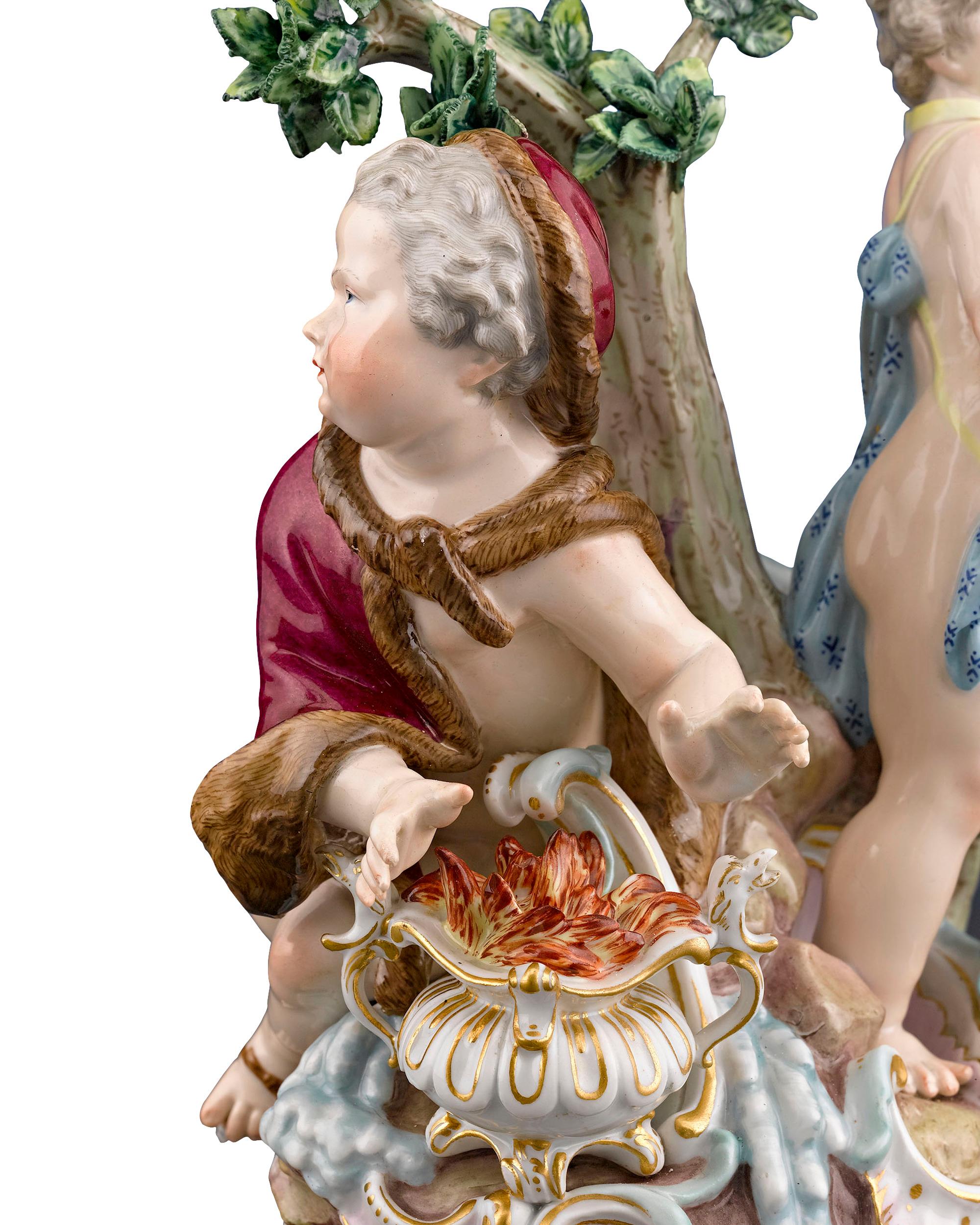 Allemand Groupe de figurines d'hiver et de printemps en porcelaine de Meissen en vente